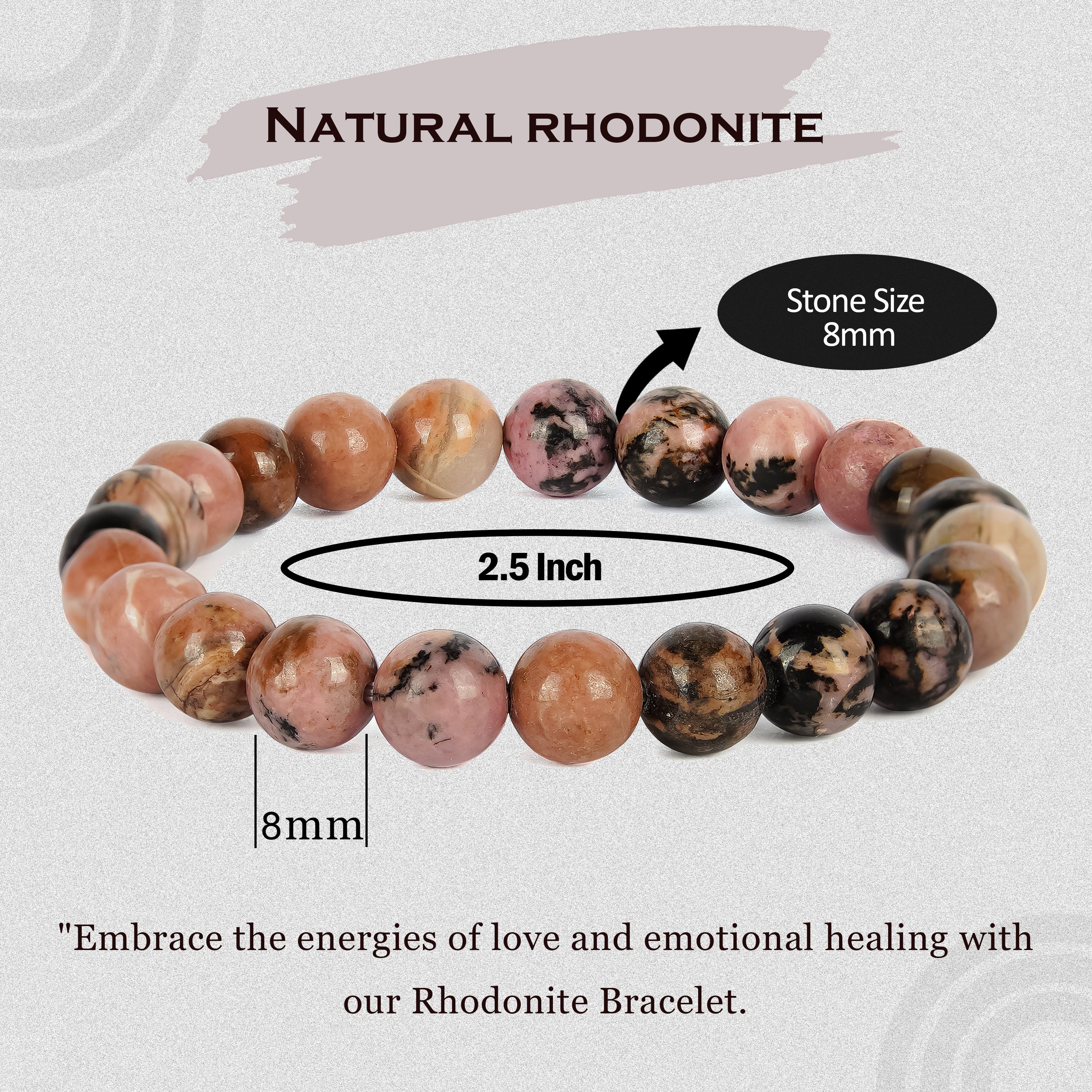 USA Rhodonite Bracelet High A Grade 100% Natural Crystal Gemstone – JING  WEN CRYSTAL