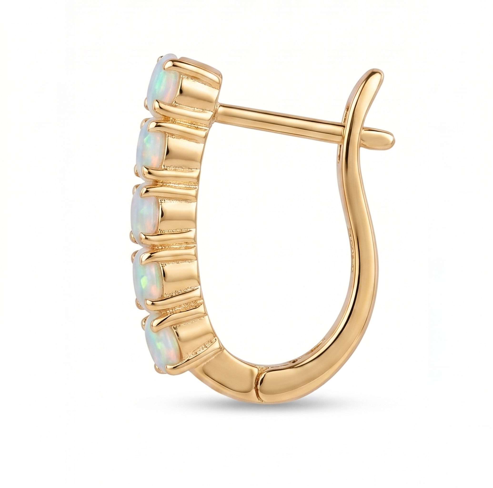 Prong-Set Round Opal Half Hoop Earrings – for Women