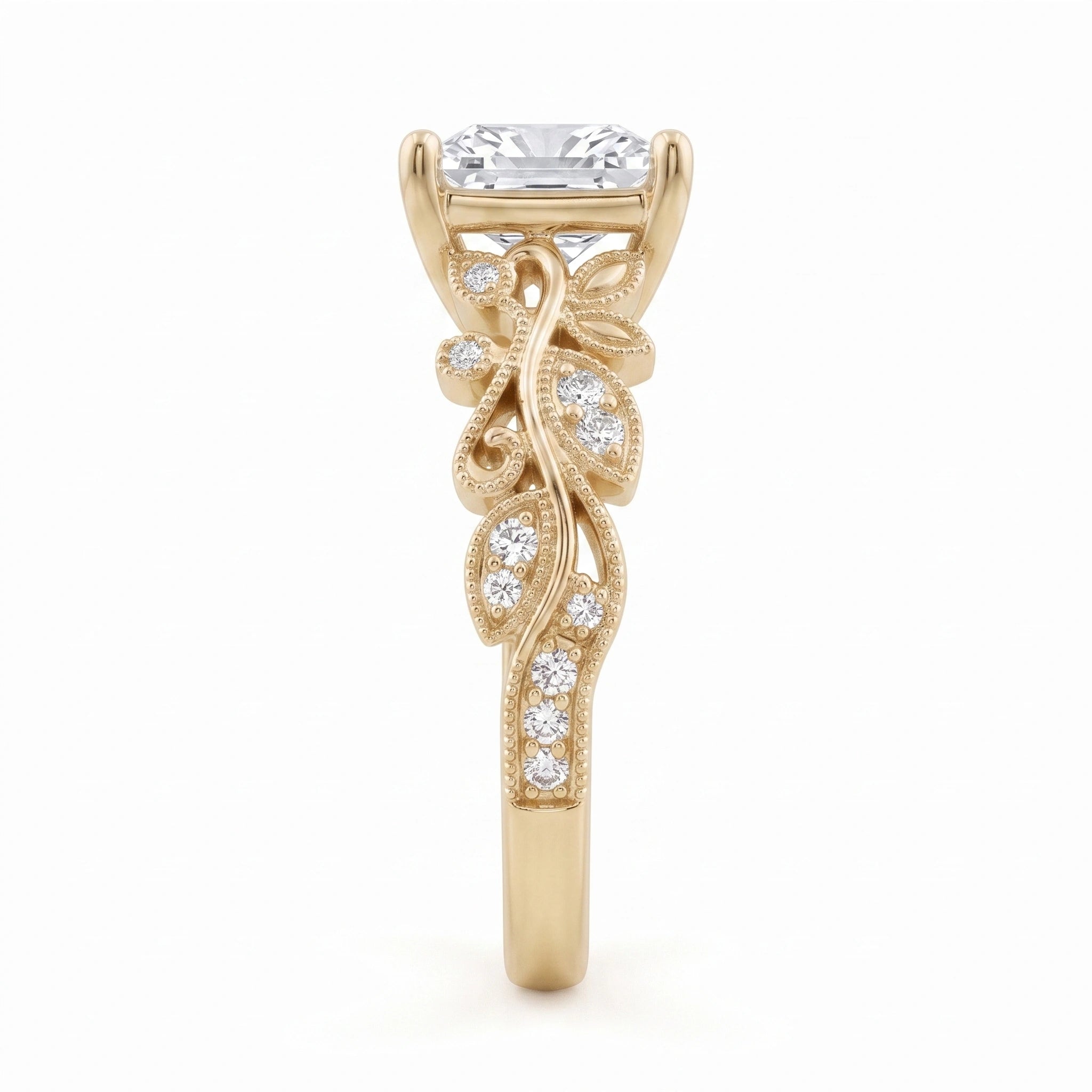Princess Cut Radiant Diamond Enchanted Vine Engagement Ring