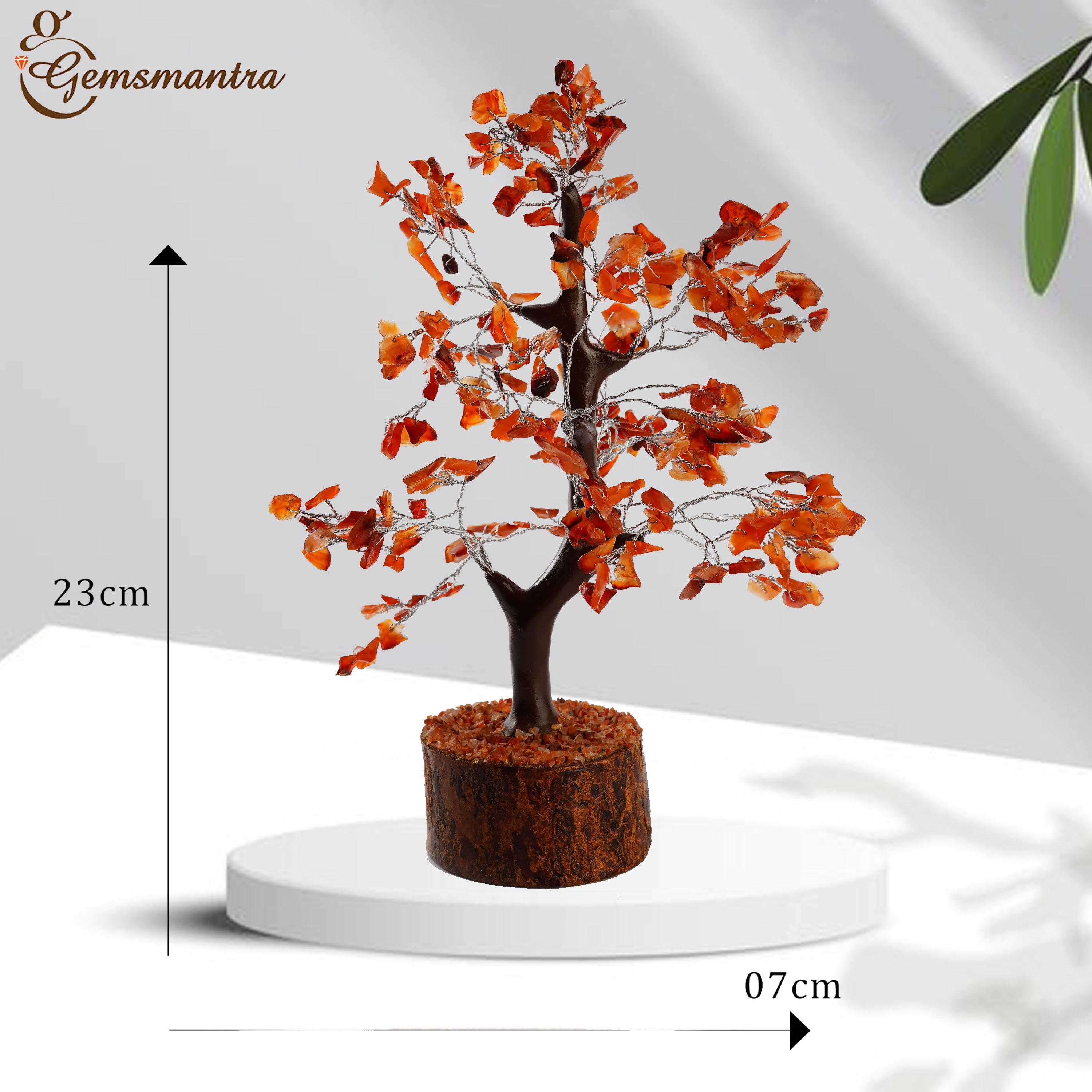 Wooden Carnelian Crystal Tree