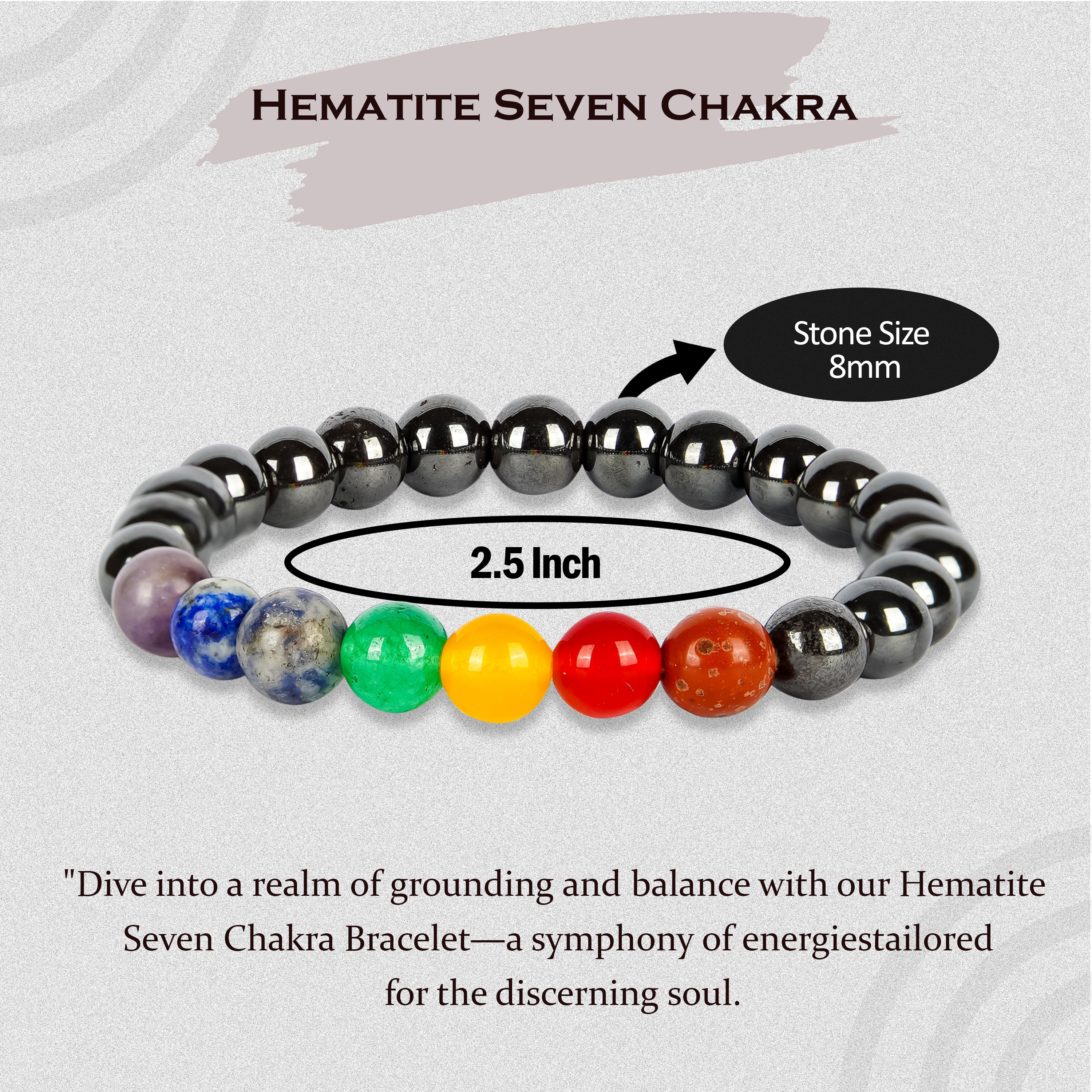 Hematite 7 Chakra Bracelet - Pandit.com