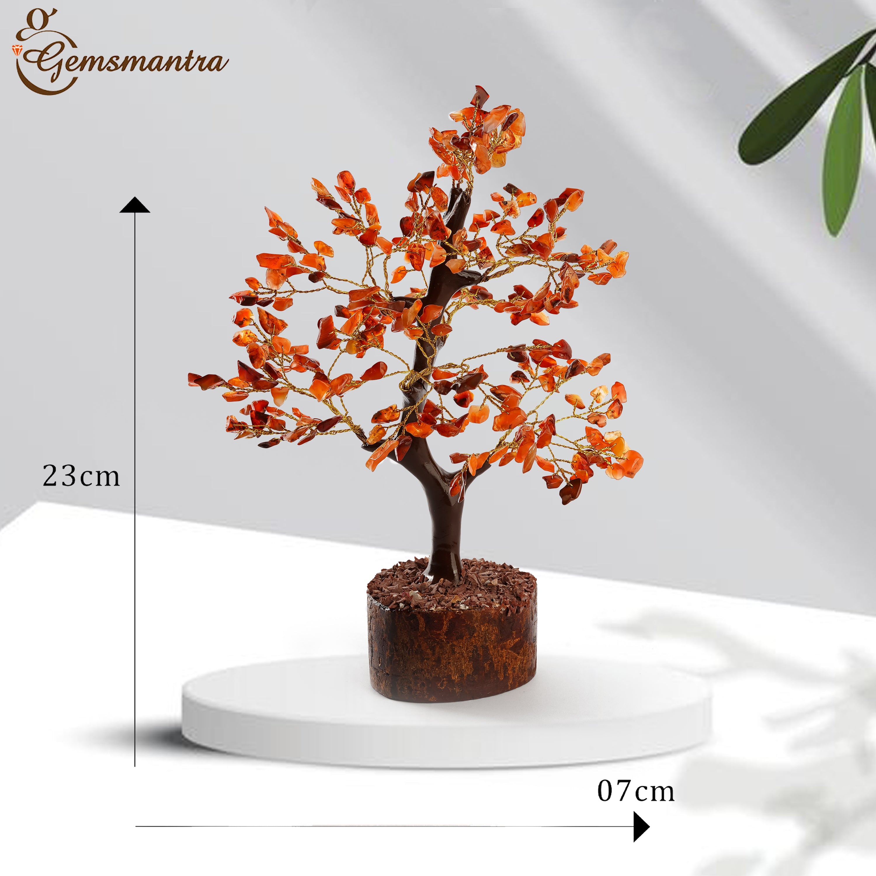 Wooden Carnelian Crystal Tree