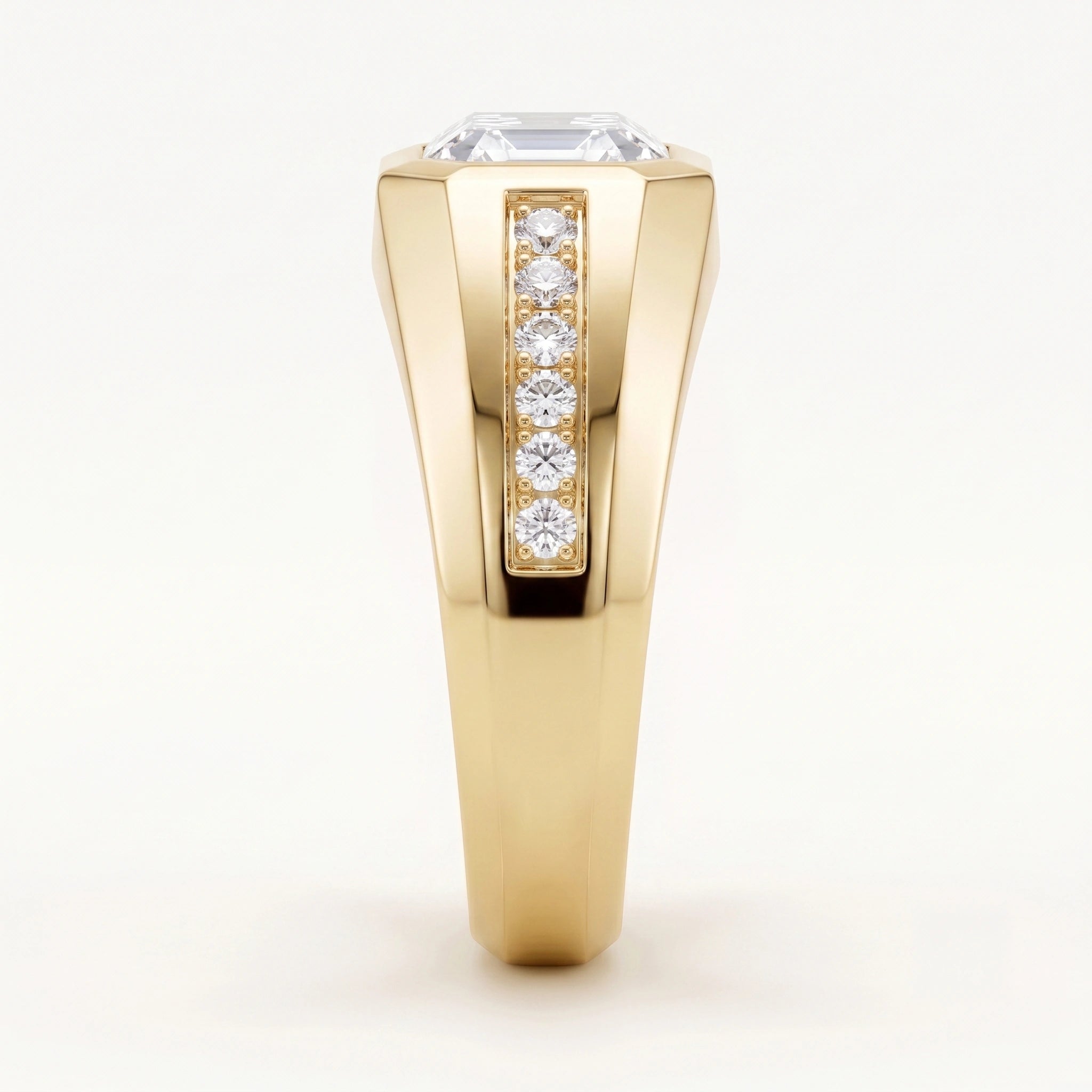 Horizontal Emerald Cut Lab Diamond Bold Fashion Band