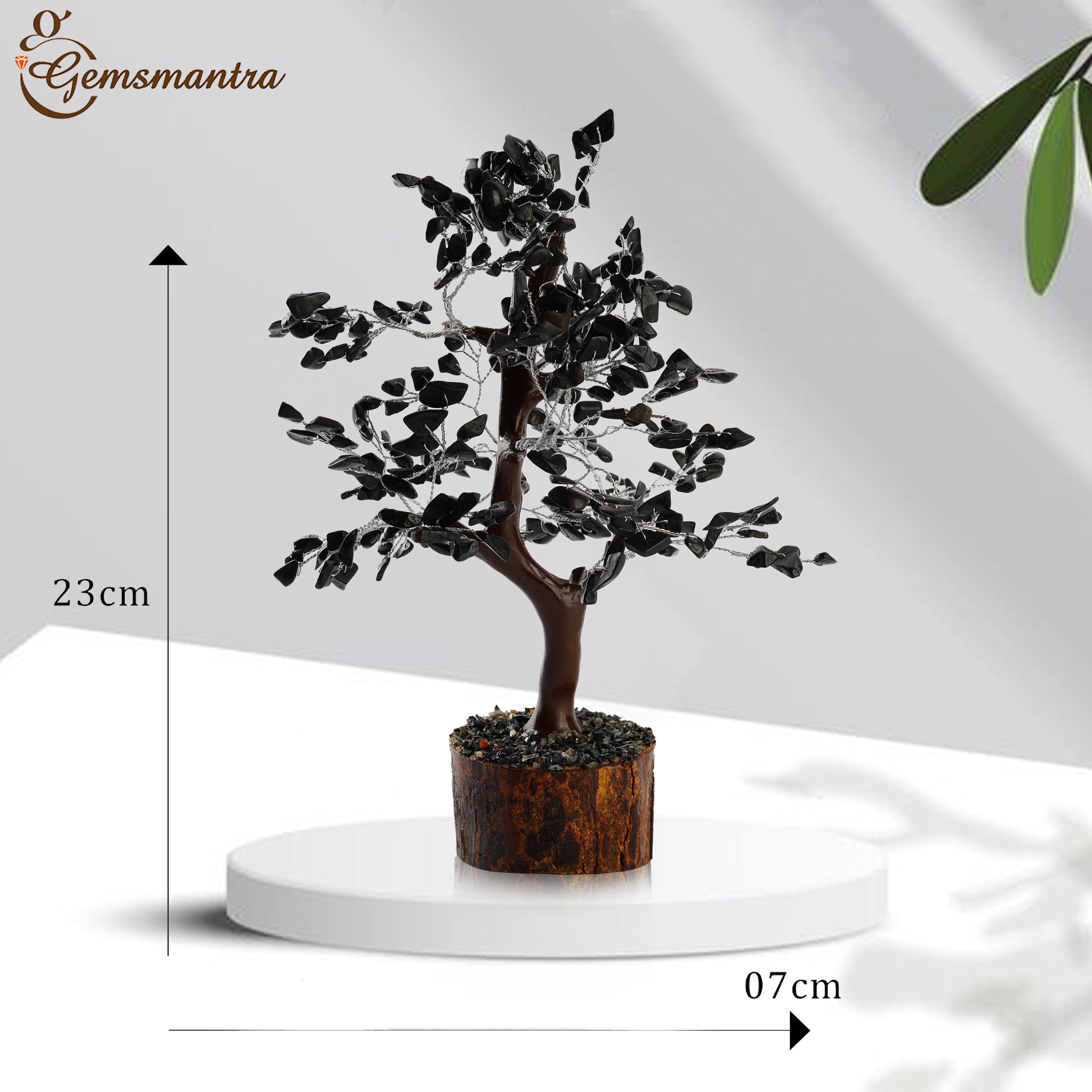 Wooden Black Agate Crystal Tree