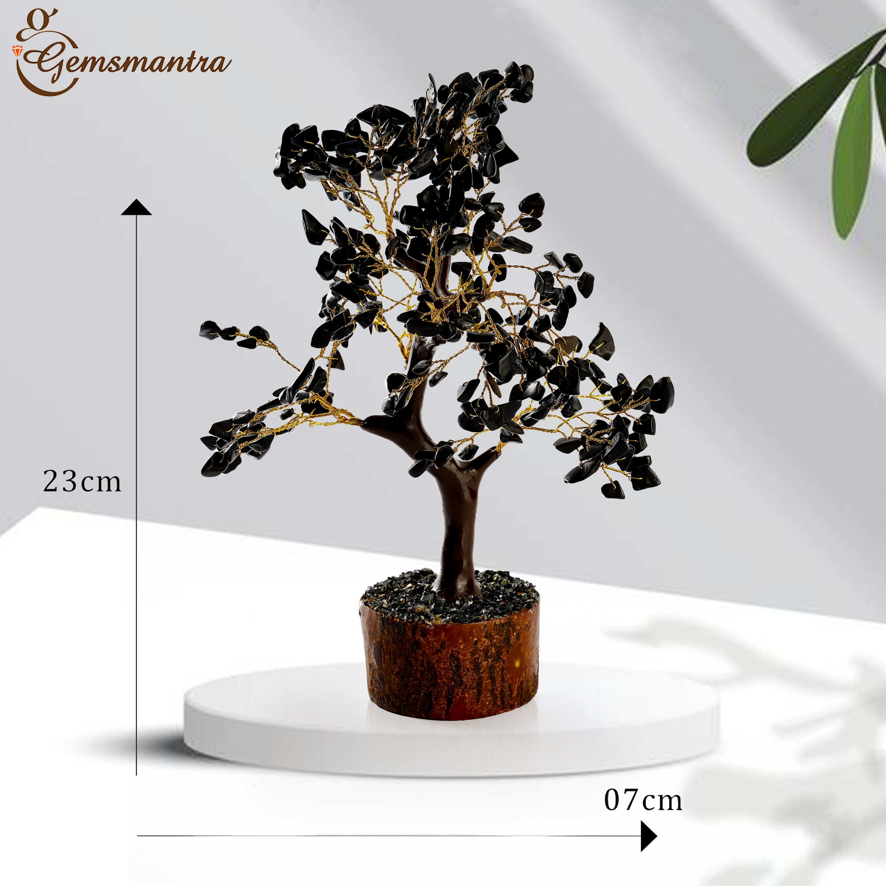 Wooden Black Agate Crystal Tree