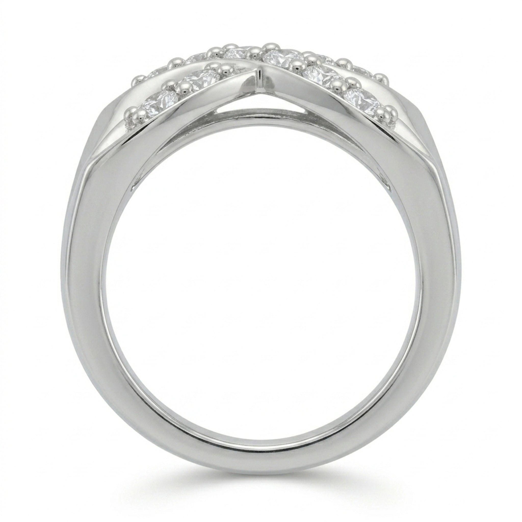 Classic Infinity Diamond Finish Moissanite  Statement Ring in 925 Silver