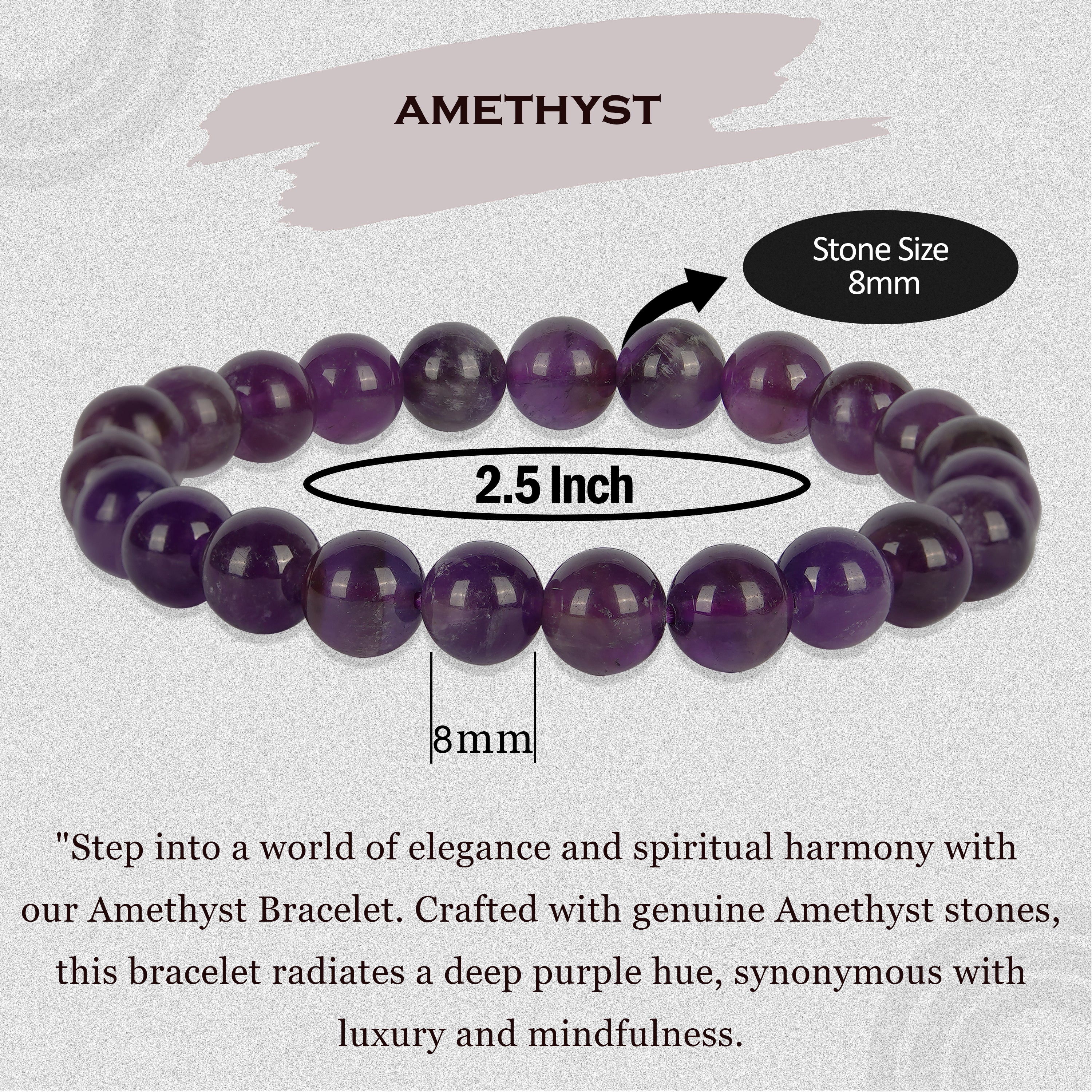 CHEVRON AMETHYST Crystal Bracelet - Round Beads - Beaded Bracelet, Bir –  Throwin Stones