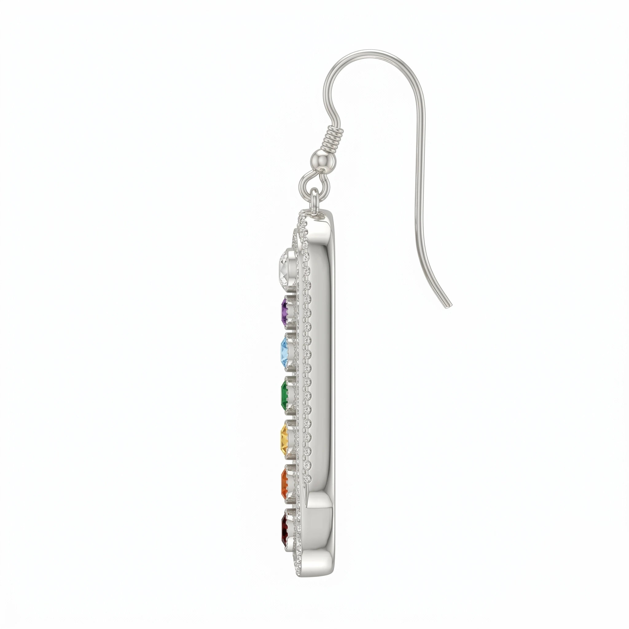 Navratna Drop Silver Earrings