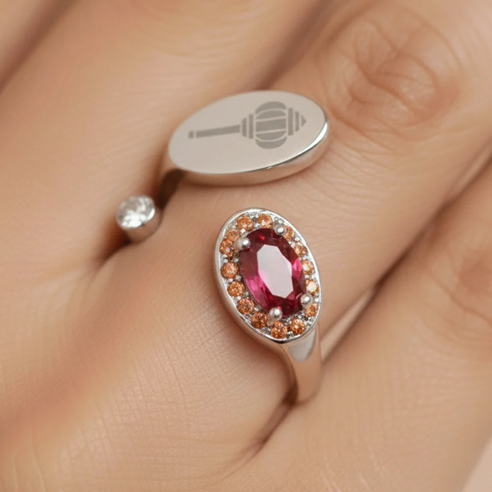 Dual Energy Gemstone Open Ring (925 Silver)
