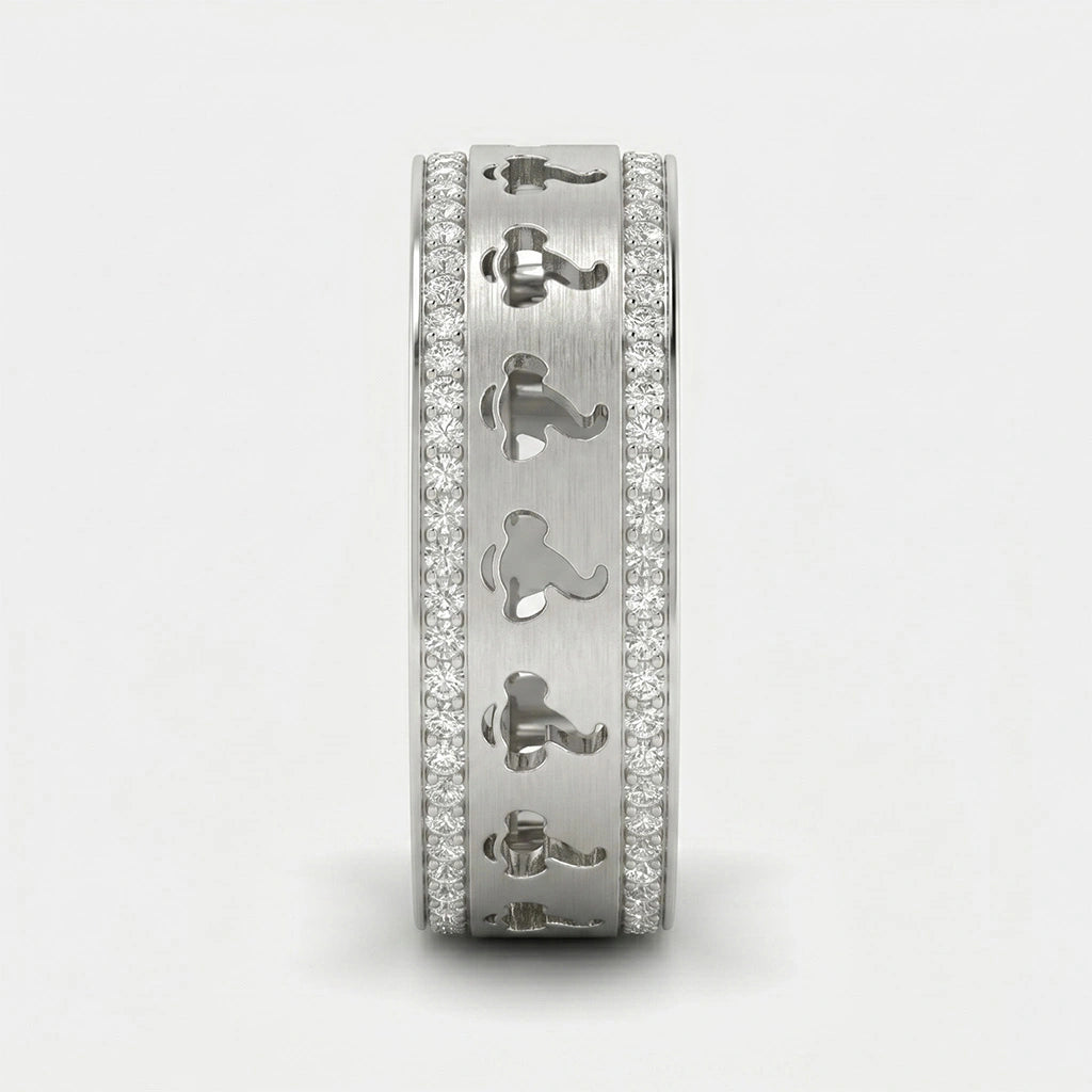 Lord ganesha silver ring with moisonnite