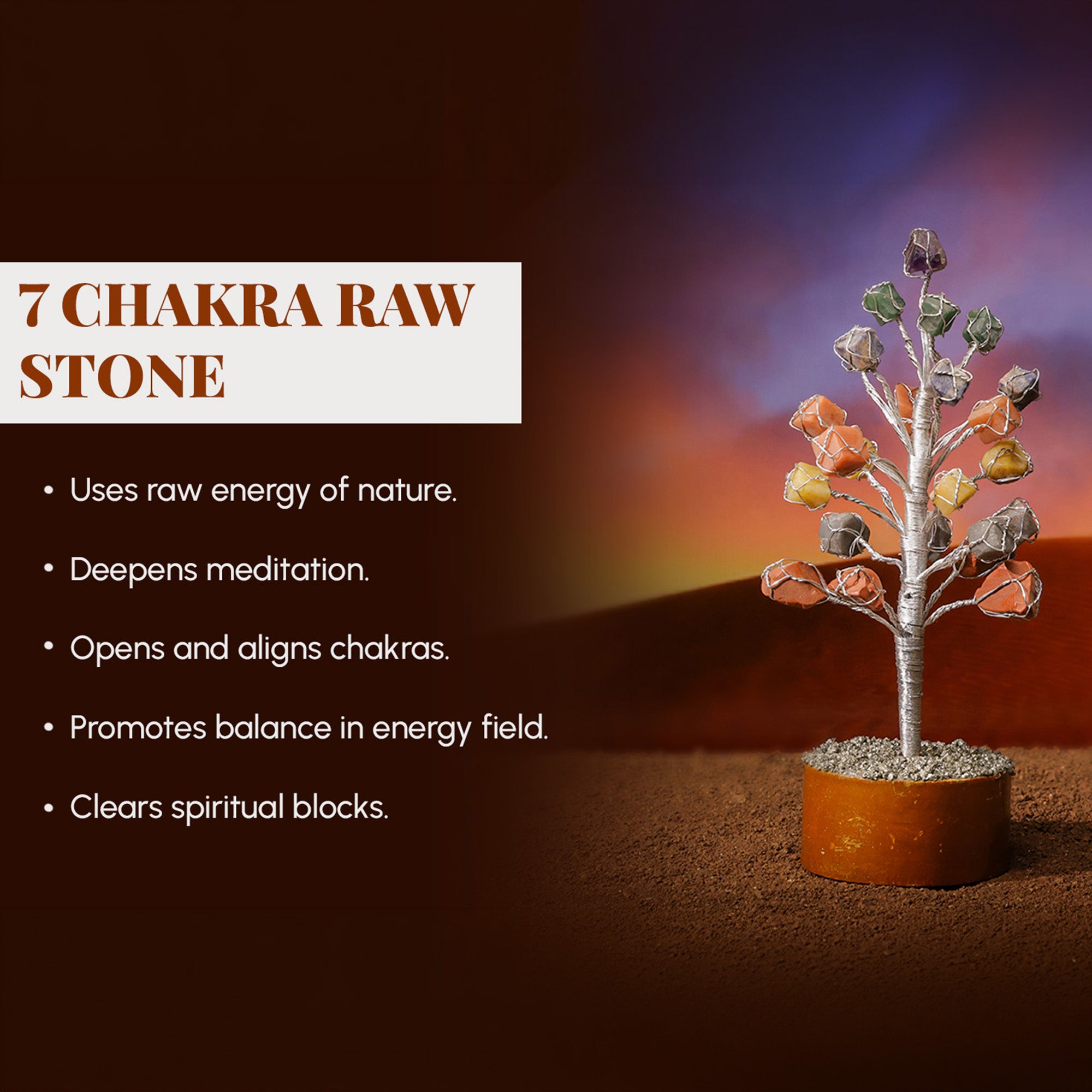 Seven Chakra Raw Stone Tree – for Vastu