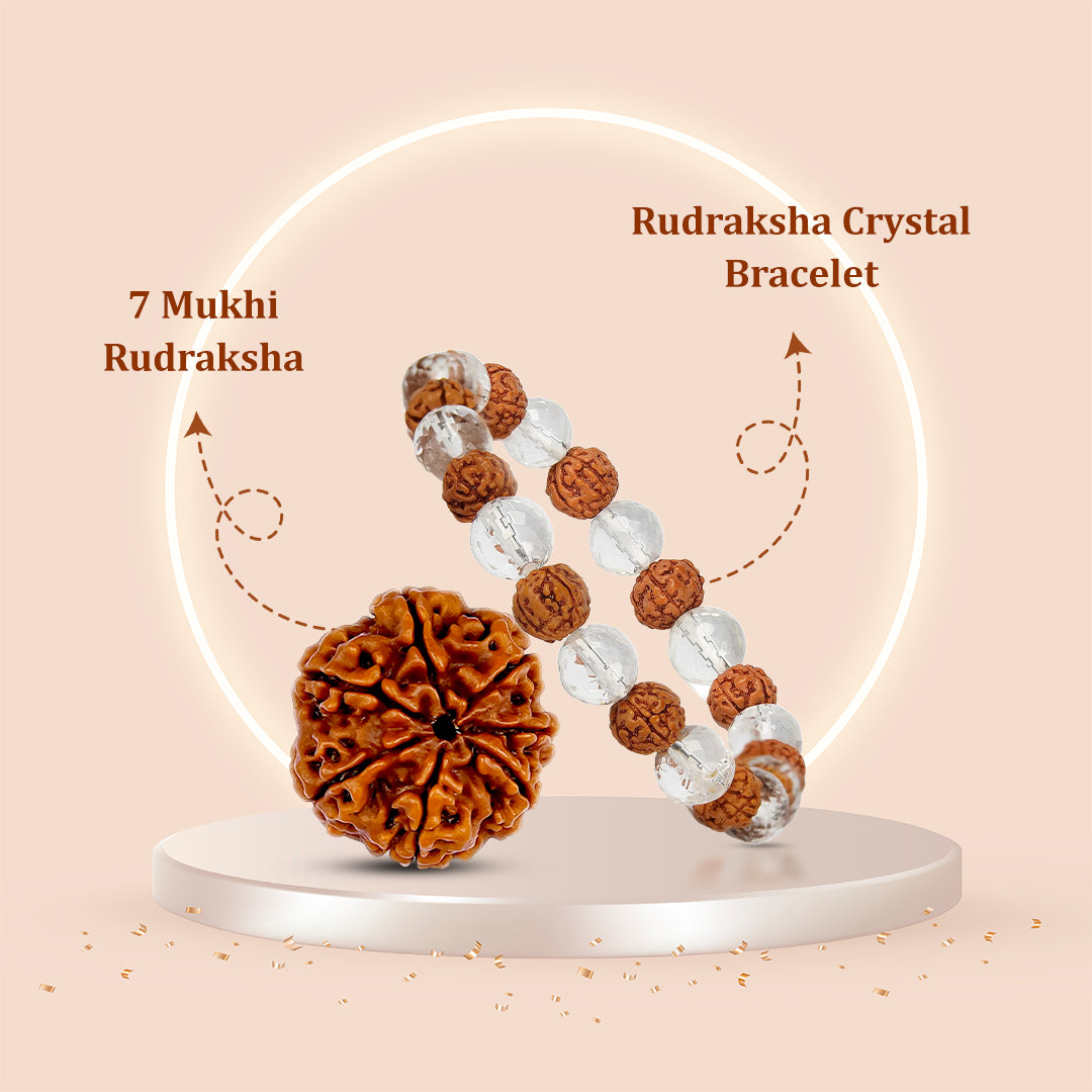 7 Mukhi Rudraksha + Rudraksha Crystal Bracelet