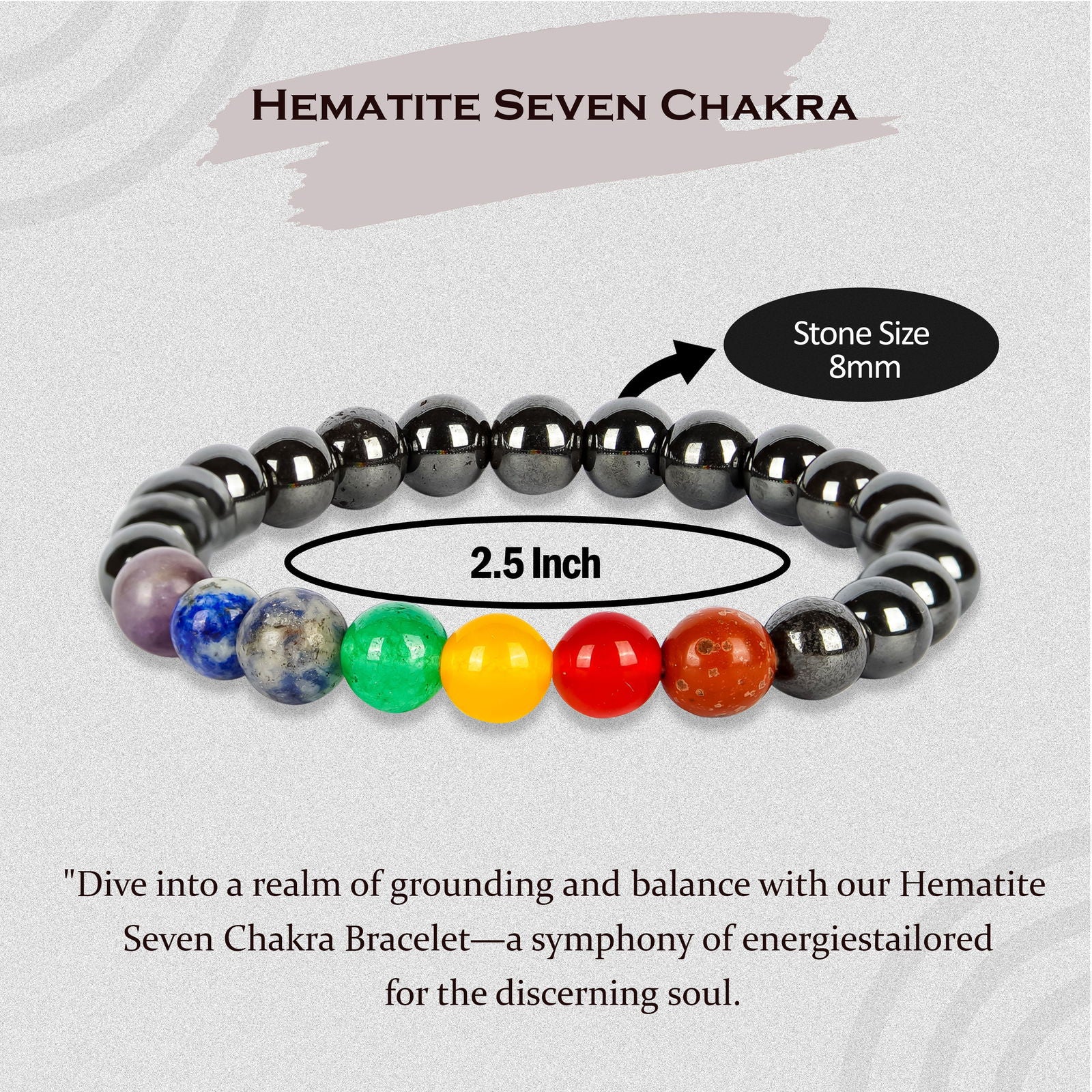 7 Chakra Hematite Bracelet - Gemsmantra