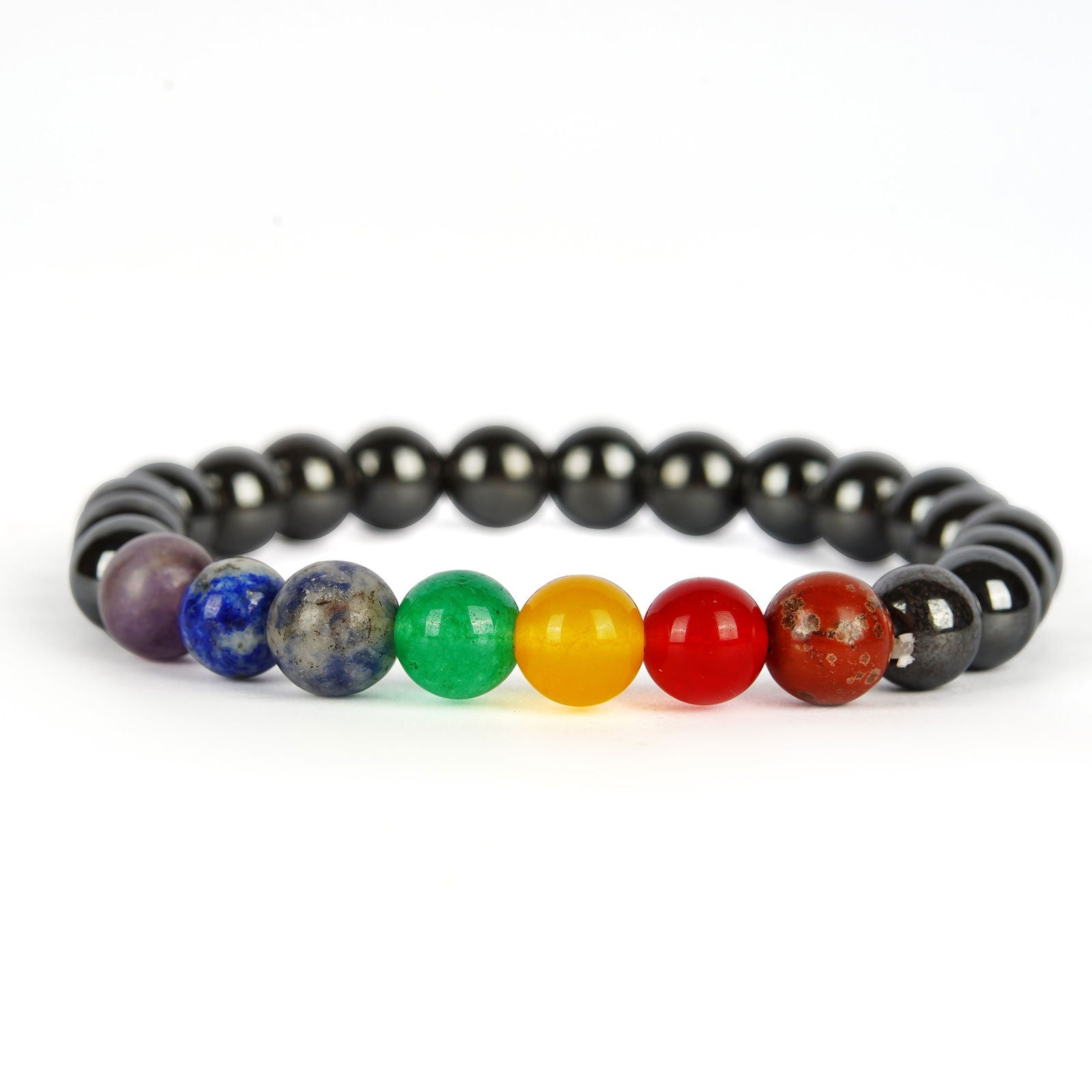 7 Chakra Hematite Bracelet - Gemsmantra