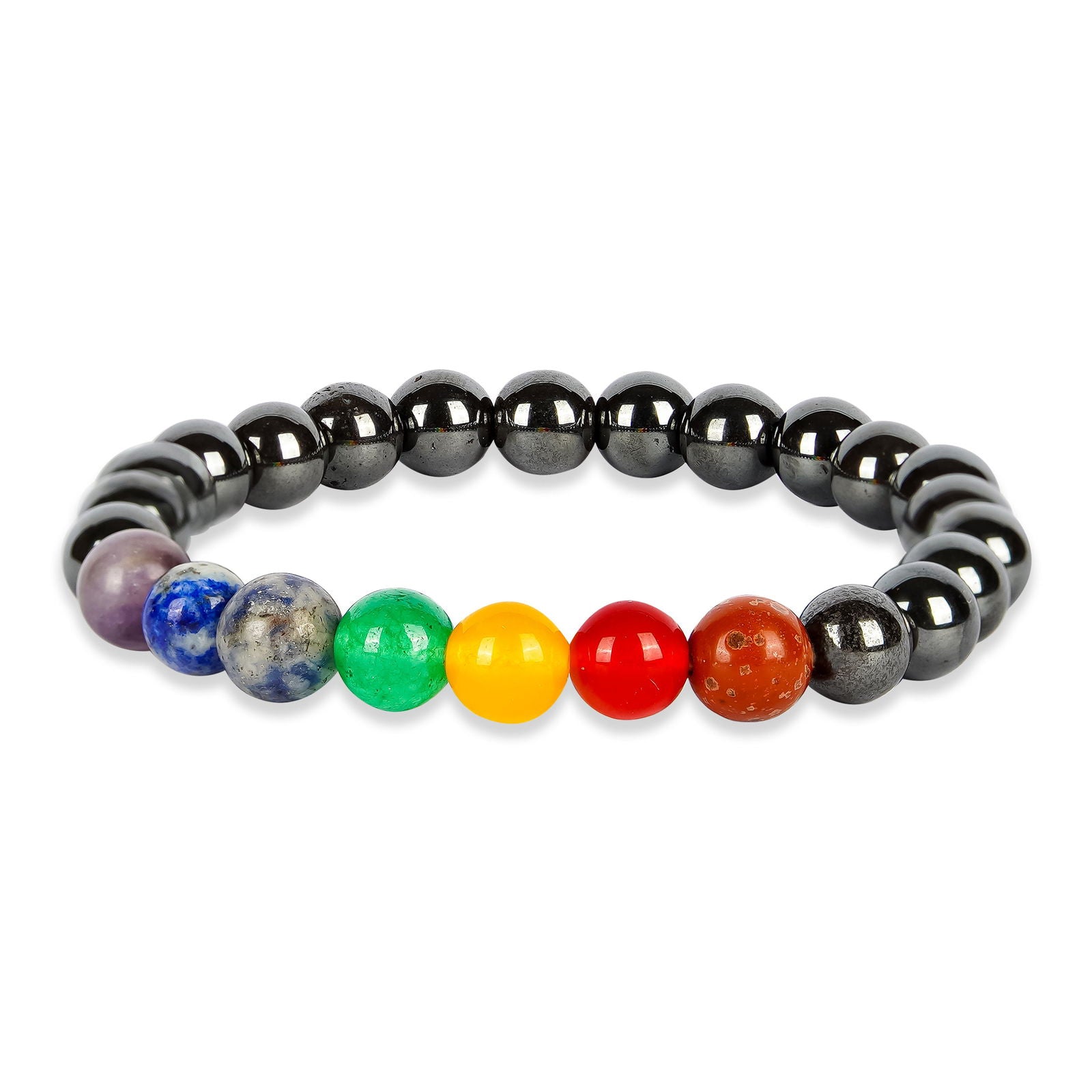 7 Chakra Hematite Bracelet - Gemsmantra