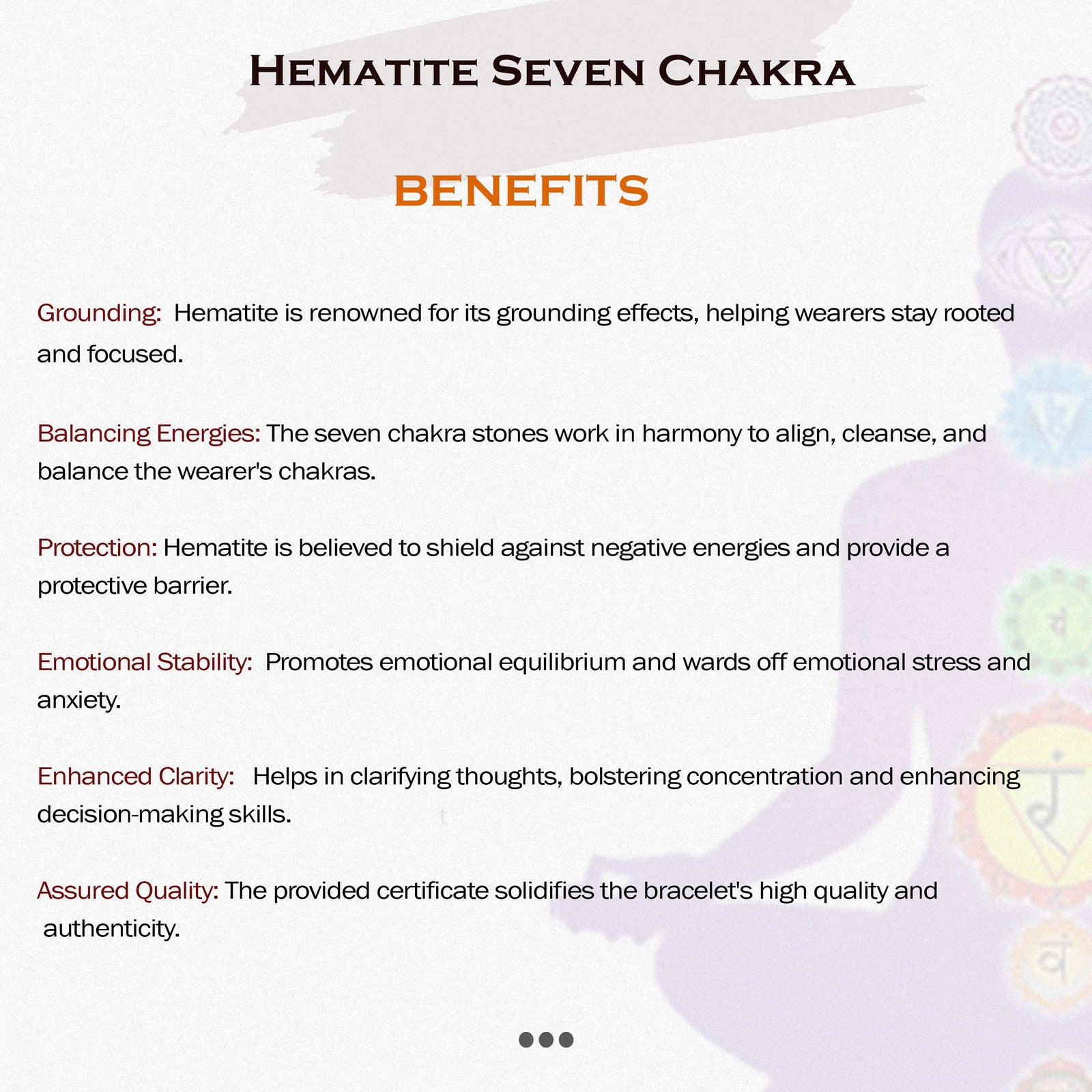 7 Chakra Hematite Bracelet - Gemsmantra