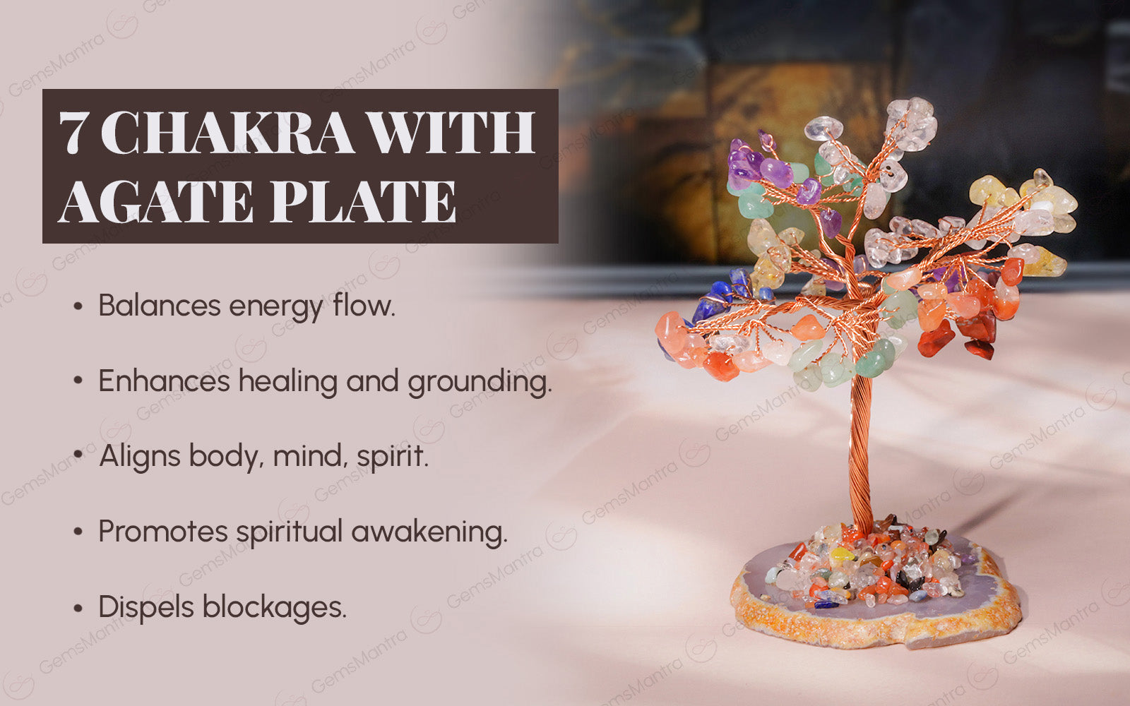 7 Chakra With Agate Plate Tree