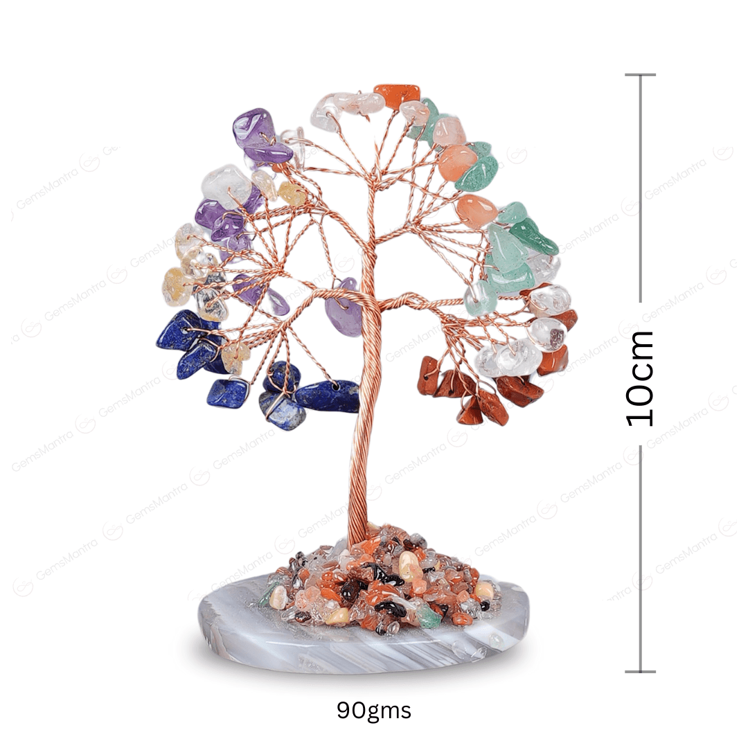 7 Chakra With Agate Plate Tree - Gemsmantra