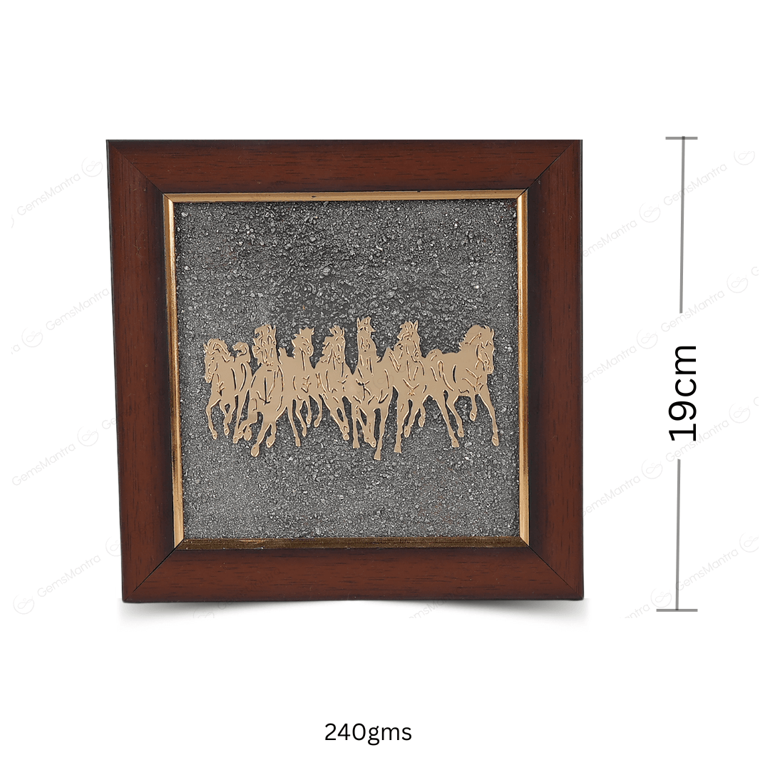 7 Horses Vastu Pyrite Dust Frame - Gemsmantra