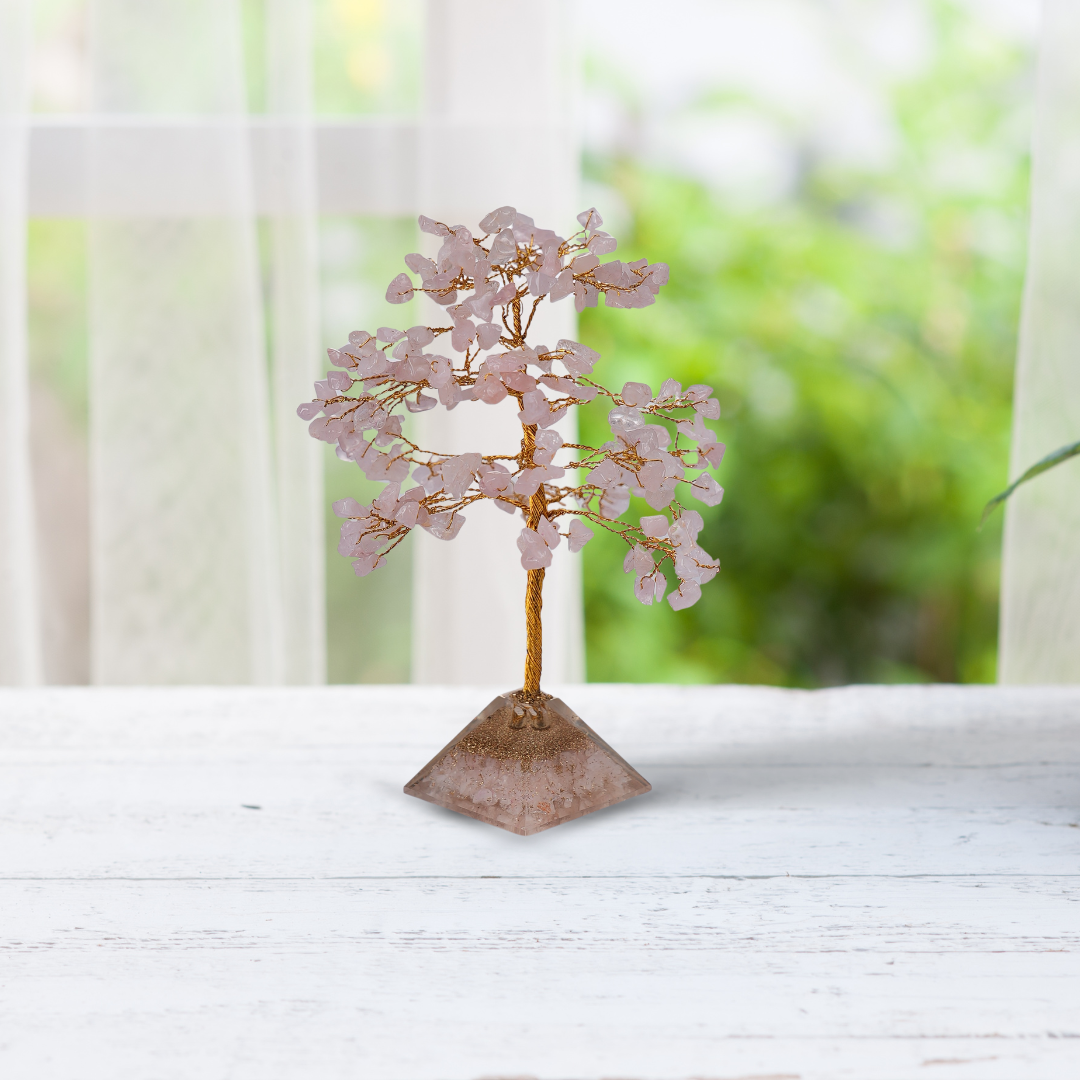 Rose Quartz With Pyramid Tree