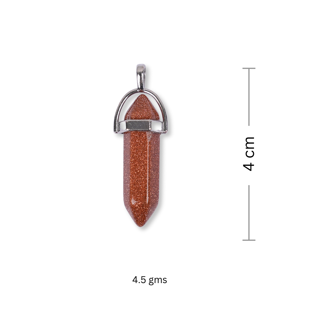 Sunstone Red Goldstone Double Terminated Pencil Pendant