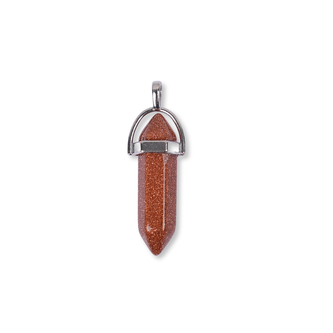 Sunstone Red Goldstone Double Terminated Pencil Pendant