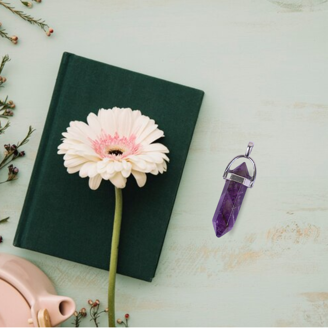 Amethyst Double Terminated Pencil Pendant - Gemsmantra