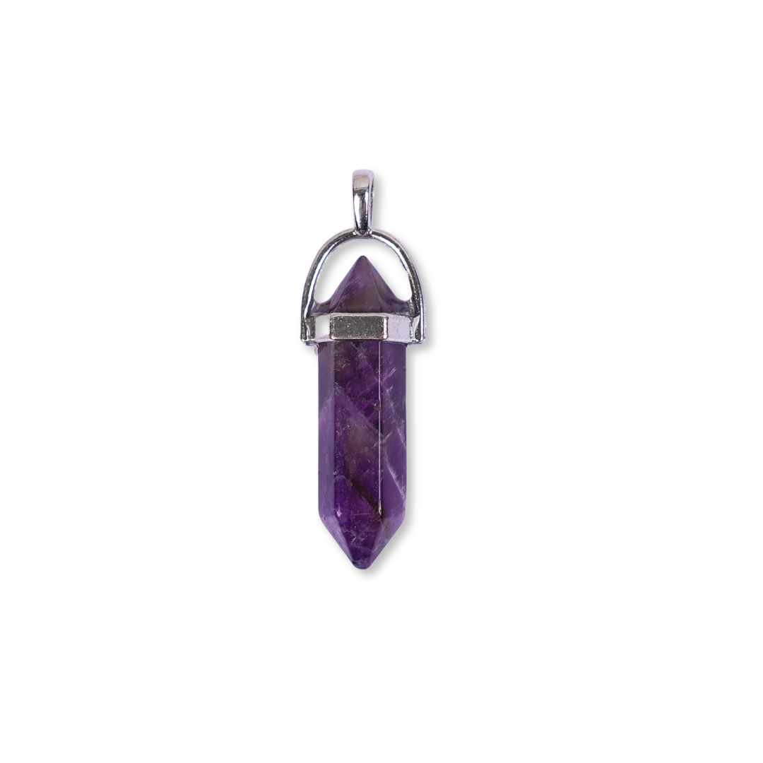 Amethyst Double Terminated Pencil Pendant - Gemsmantra