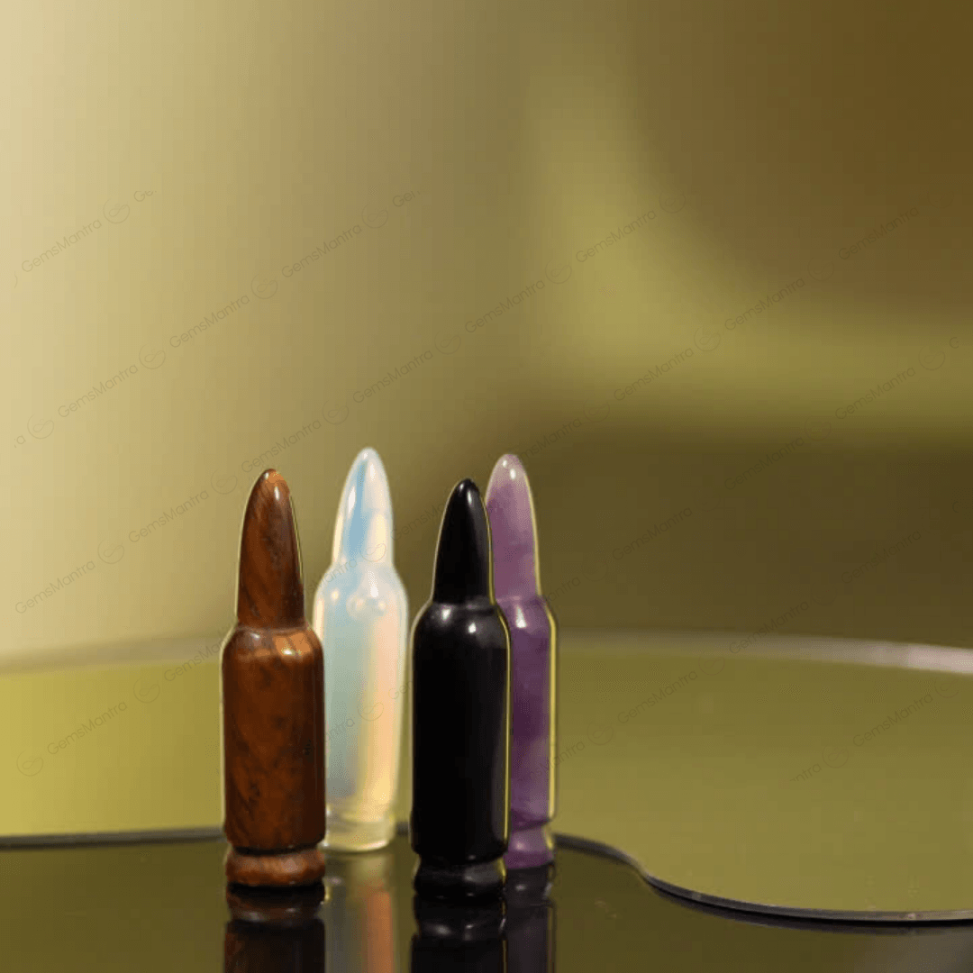 Amethyst, Opalite, Tiger Eye Black Obsidian Crystal Bullet - Gemsmantra