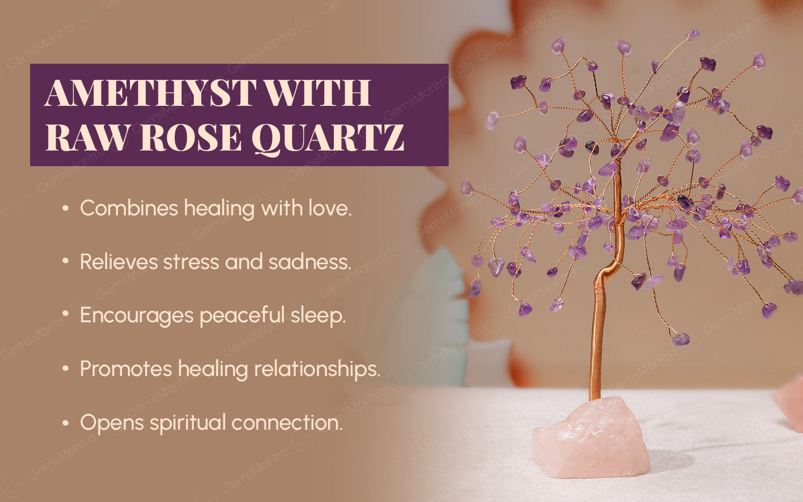 Amethyst With Raw Rose Quartz Large Tree