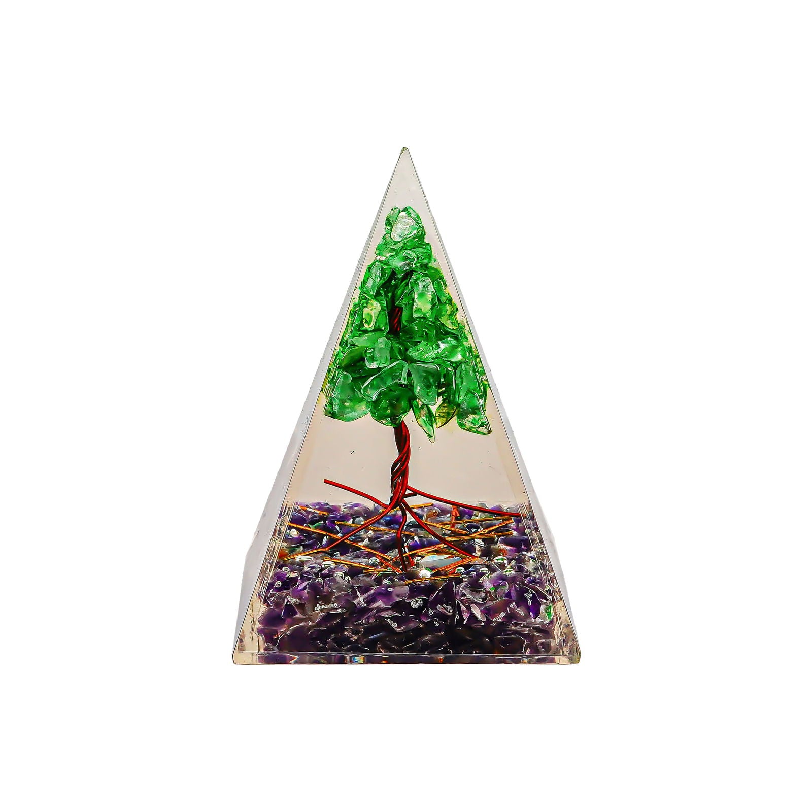 Amethyst With Tree Nubian Pyramid - Gemsmantra