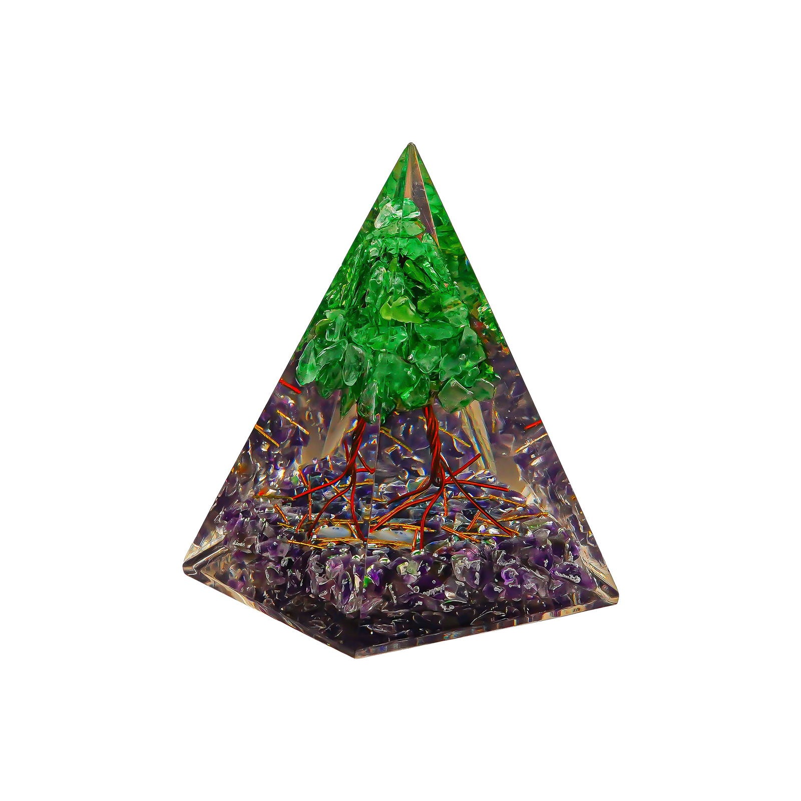 Amethyst With Tree Nubian Pyramid - Gemsmantra