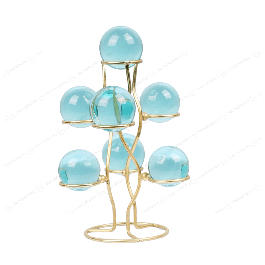Aqua Obsidian 7 Sphere/Ball With Stand - Gemsmantra