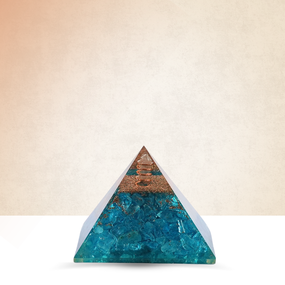 Aquamarine Orgonite Pyramid/Orgone Pyramid - Gemsmantra