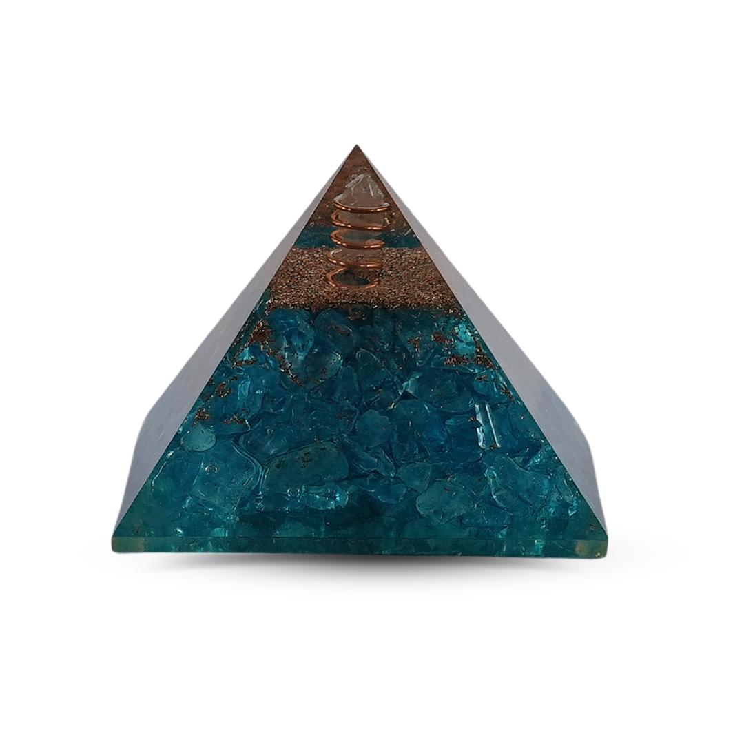 Aquamarine Orgonite Pyramid/Orgone Pyramid - Gemsmantra