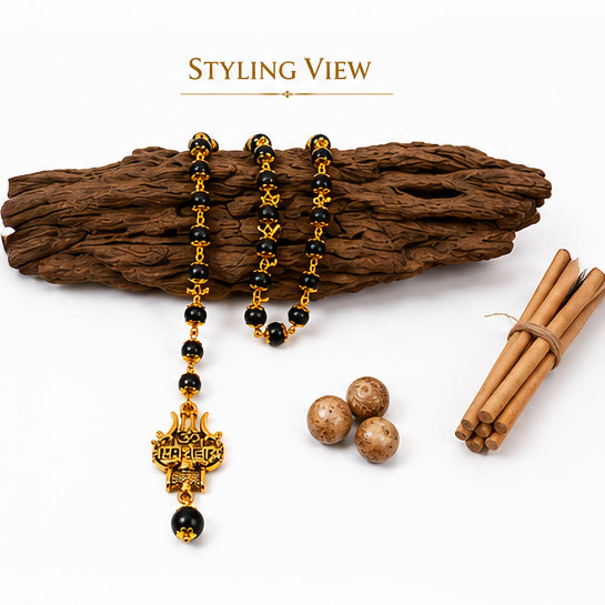 Original Shiv Trishul Karungali Mala (Gold)