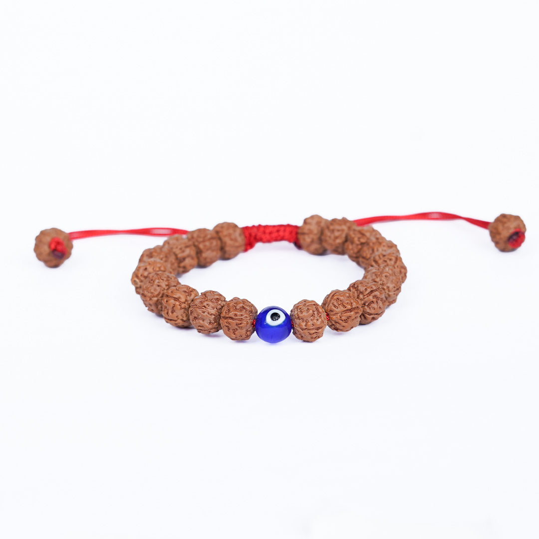 5 Mukhi Rudraksha & Evil Eye Bead -Protection Bracelet