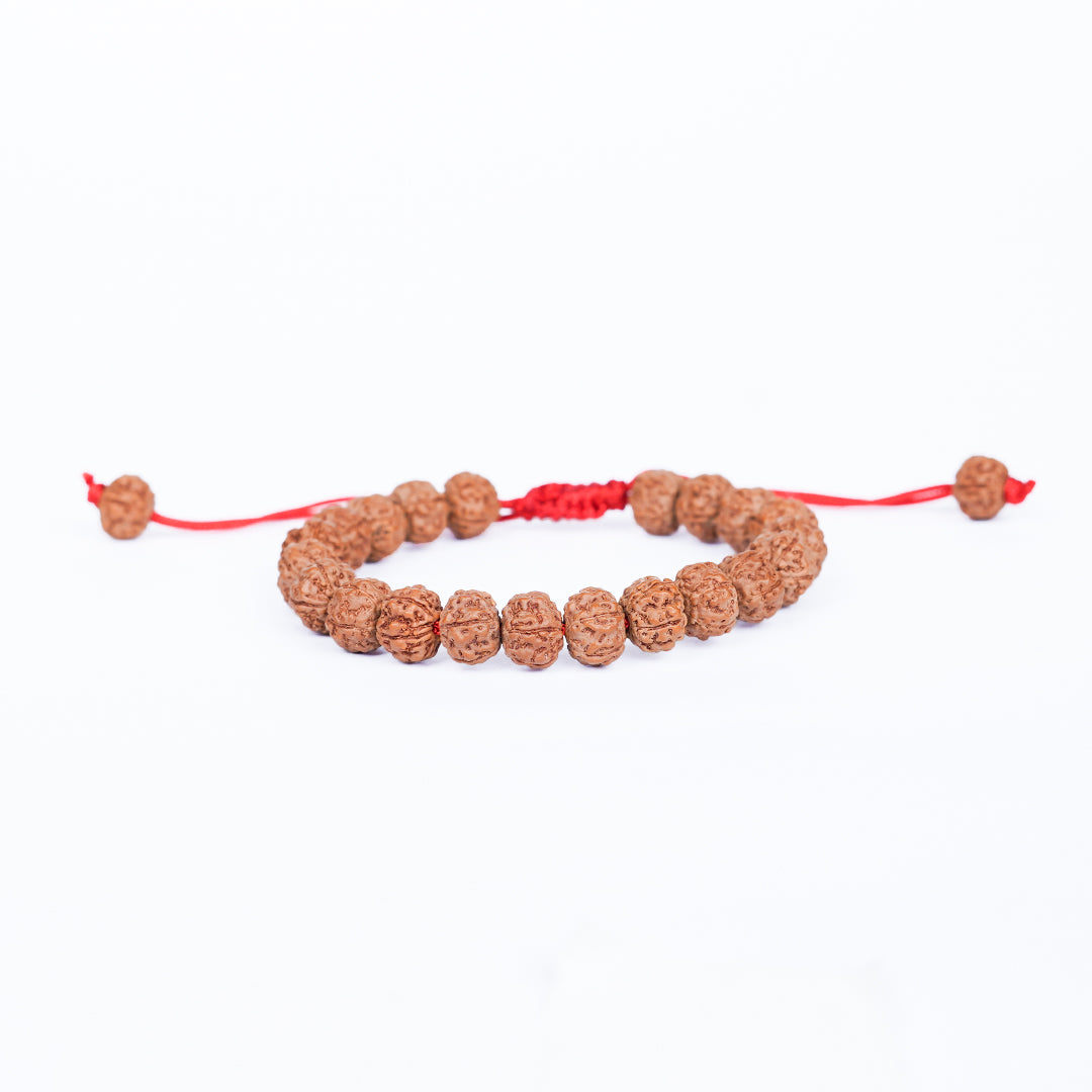 5 Mukhi Rudraksha Bracelet -Adjustable Red Thread