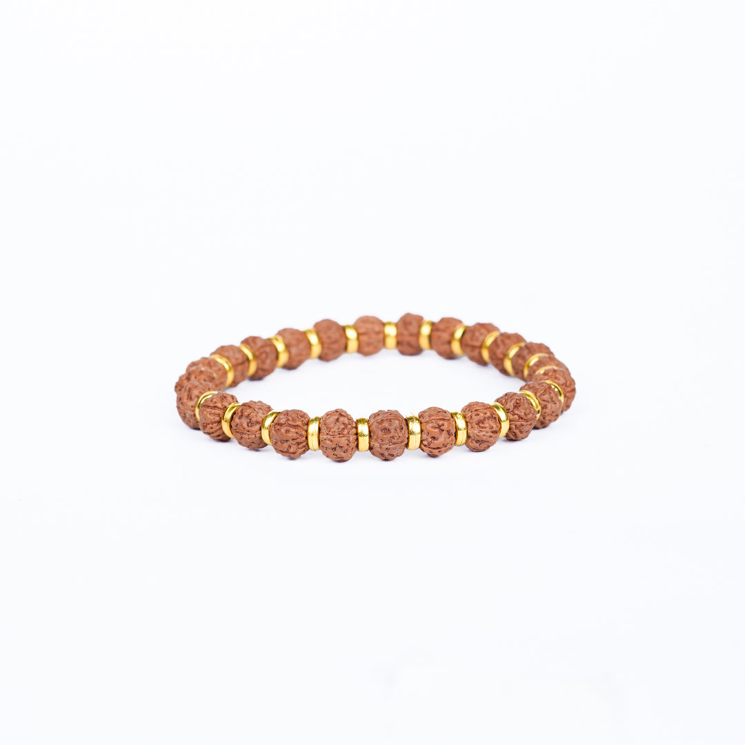 5 Mukhi Rudraksha Bracelet with Gold Cap Spacers
