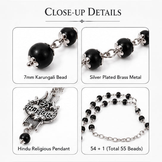 Original Shiv Trishul Karungali Mala (Silver)