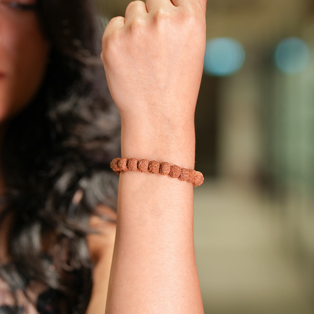 5 Mukhi Rudraksha Beaded Bracelet – Adjustable Fit