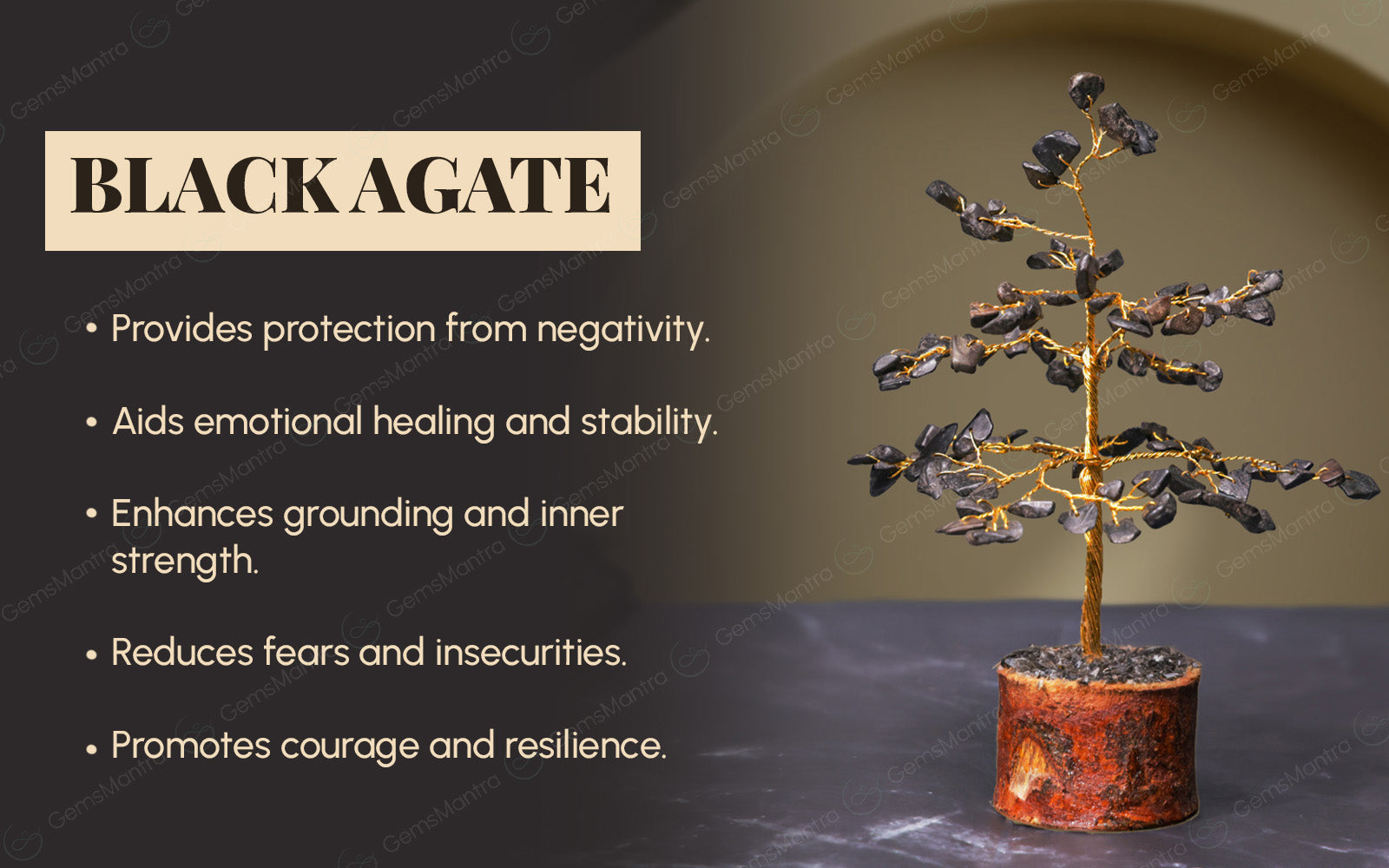 Small Black Agate Crystal Tree