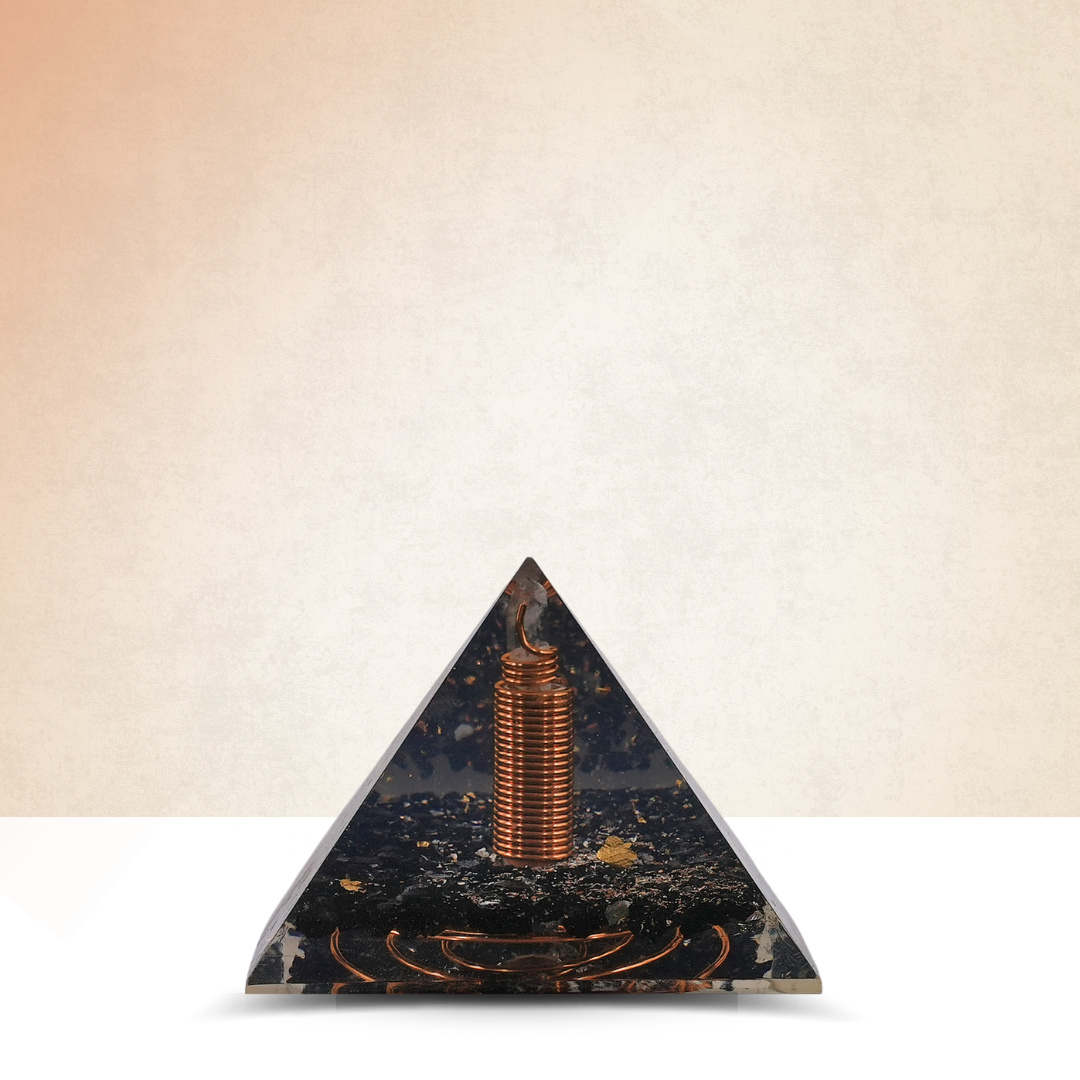 Black Tourmaline Orgonite Pyramid - Gemsmantra