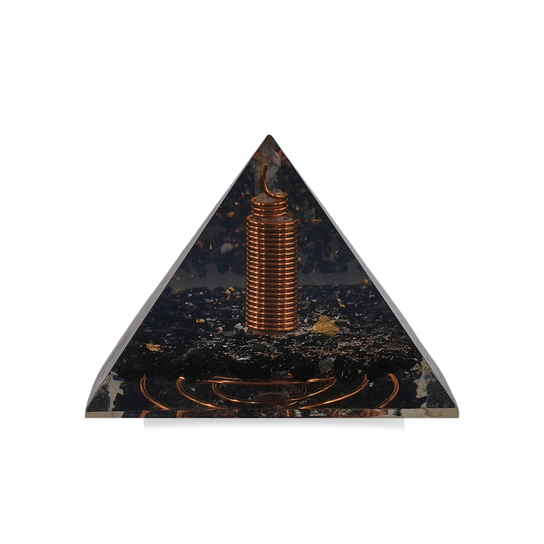 Black Tourmaline Orgonite Pyramid - Gemsmantra