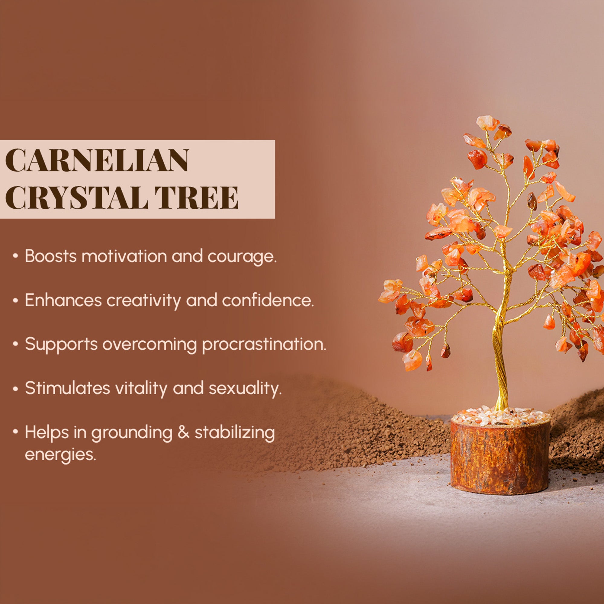 Carnelian Crystal Tree – Small, for Vastu