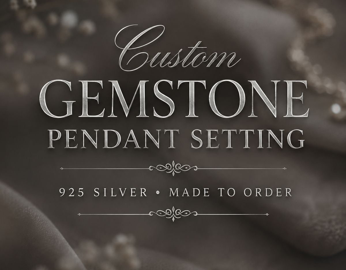 Custom Gemstone Pendant Setting – 925 Silver, Made to Order