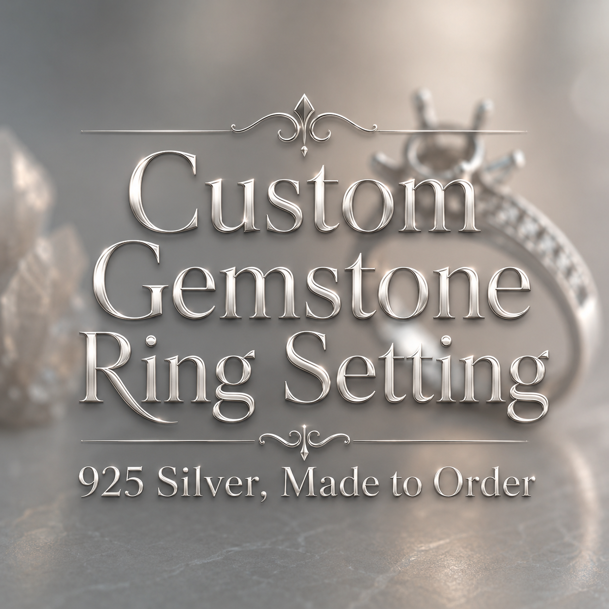 Custom Gemstone Ring Setting – 925 Silver, Made to Order