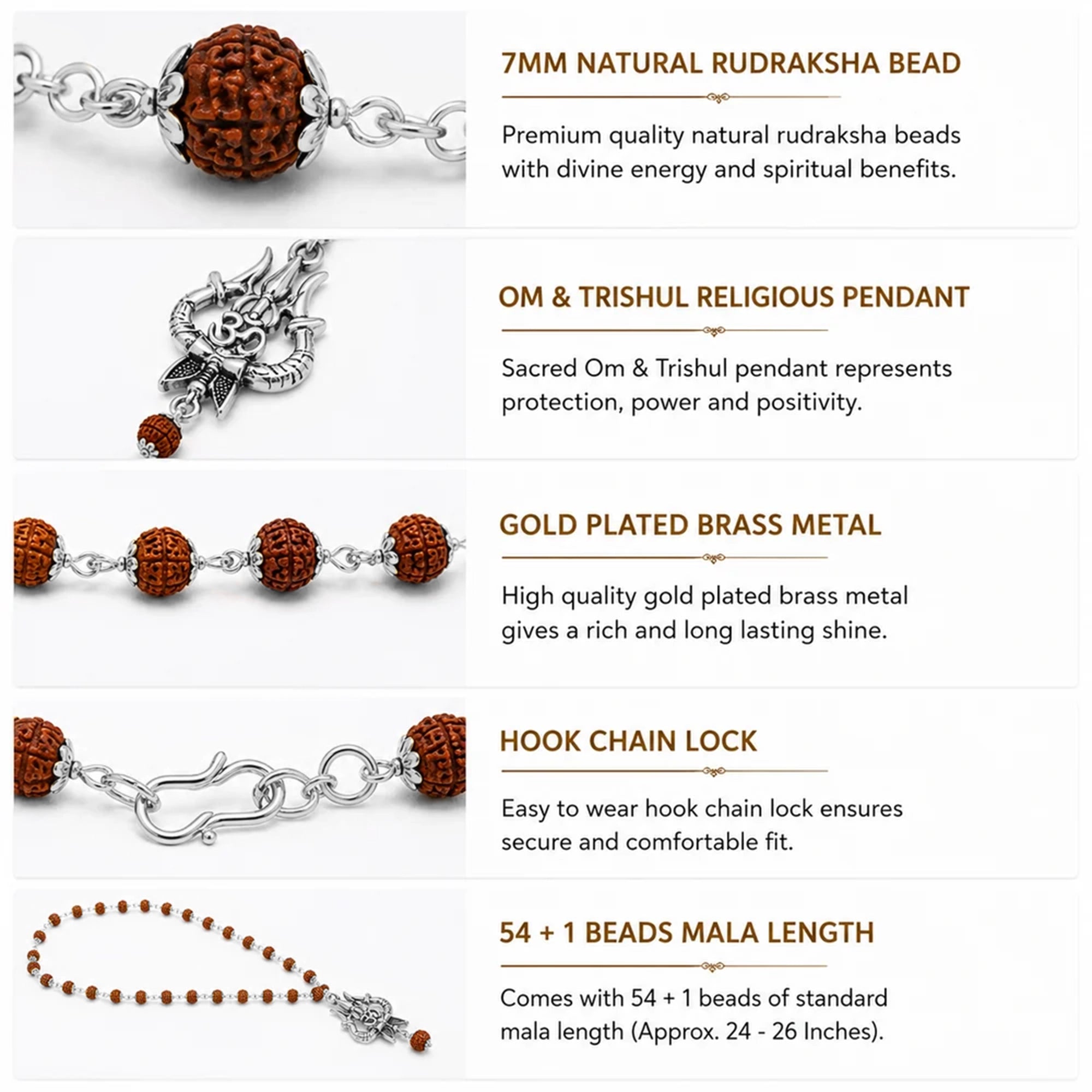 Original Shiv Trishul Rudraksha Mala (Silver)