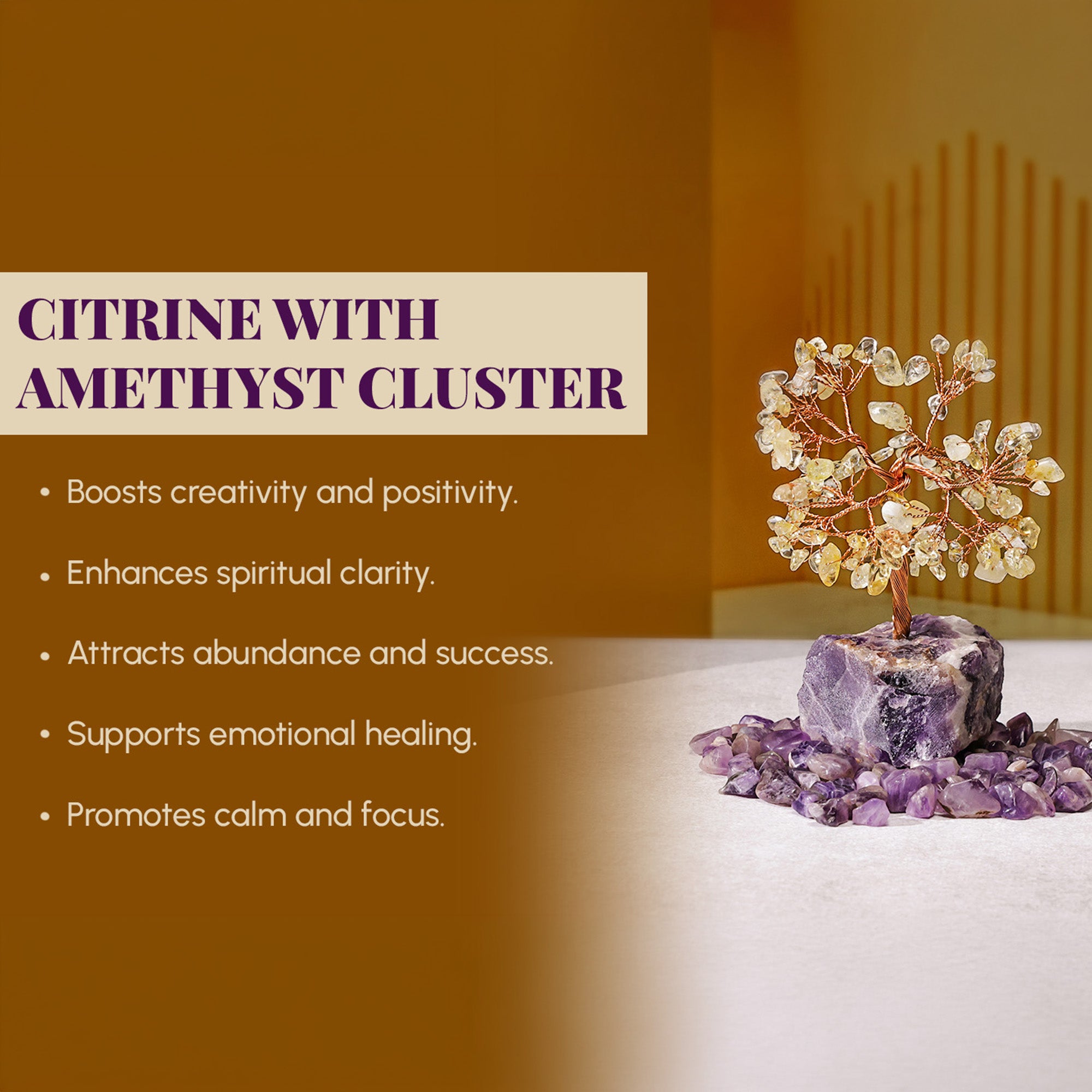 Citrine with Amethyst Cluster Tree – for Vastu