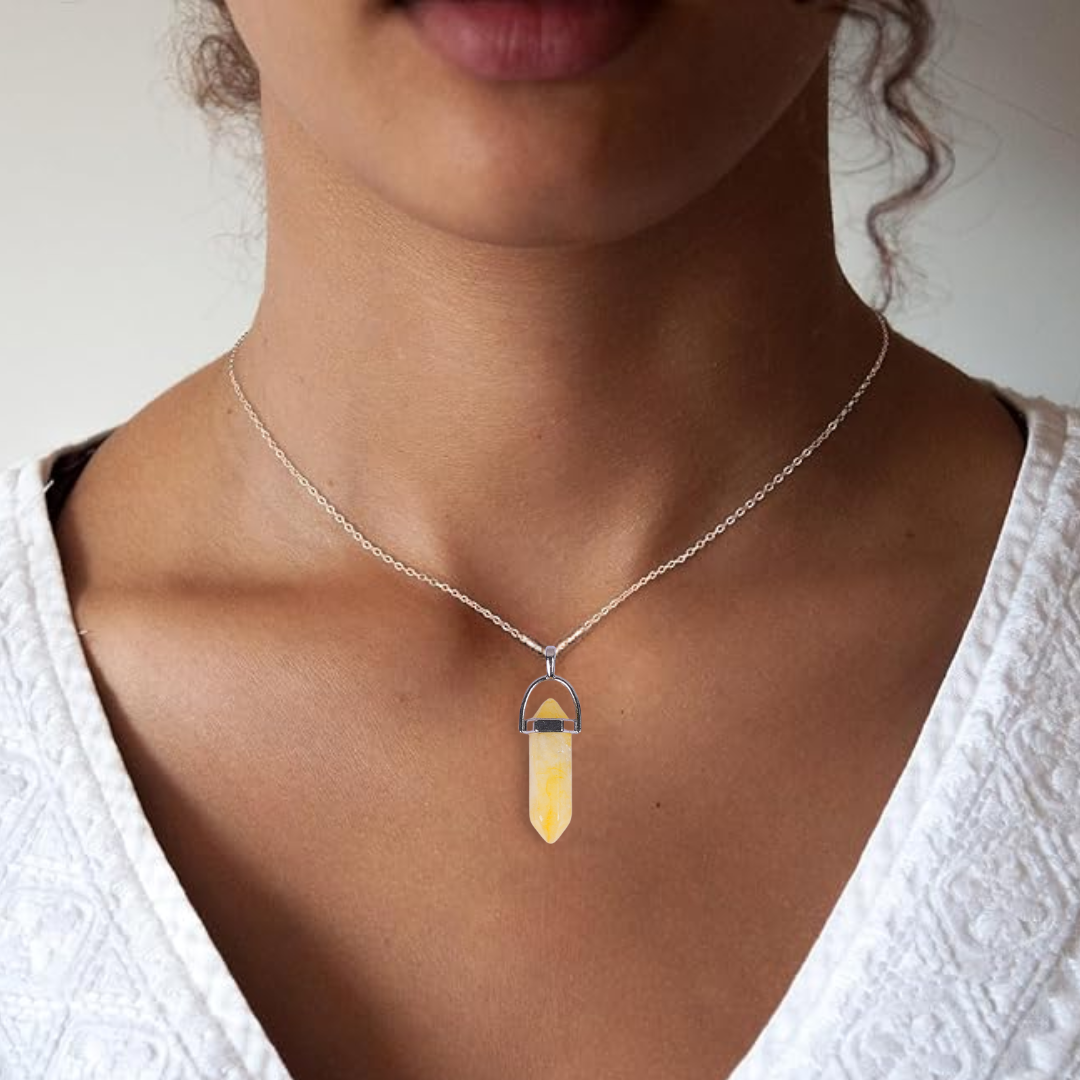 Citrine  Double Terminated Pencil Pendant - Gemsmantra